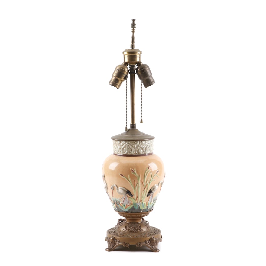 Ceramic Heron Table Lamp, 1920s