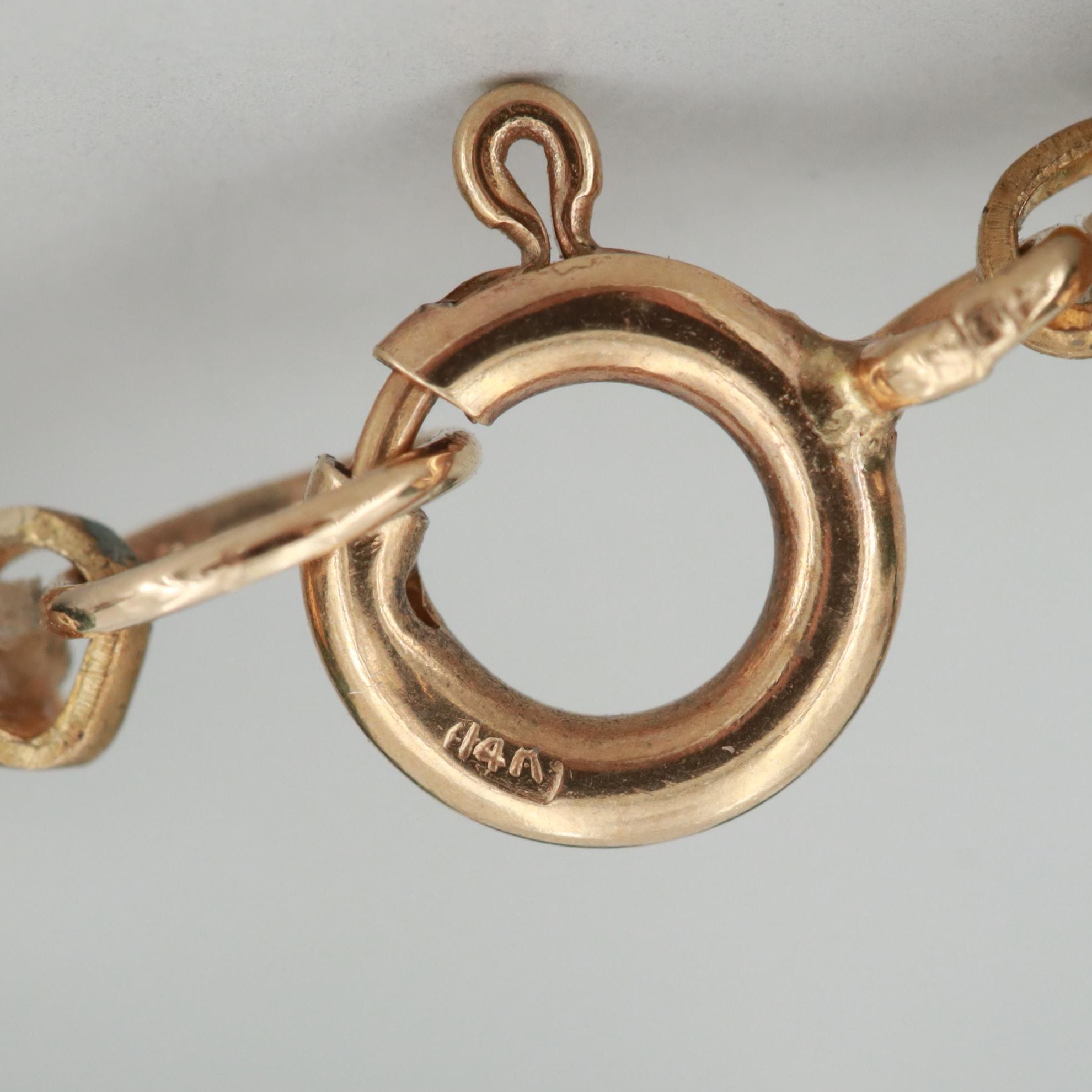 14K Yellow Gold Malachite Beaded Bracelet