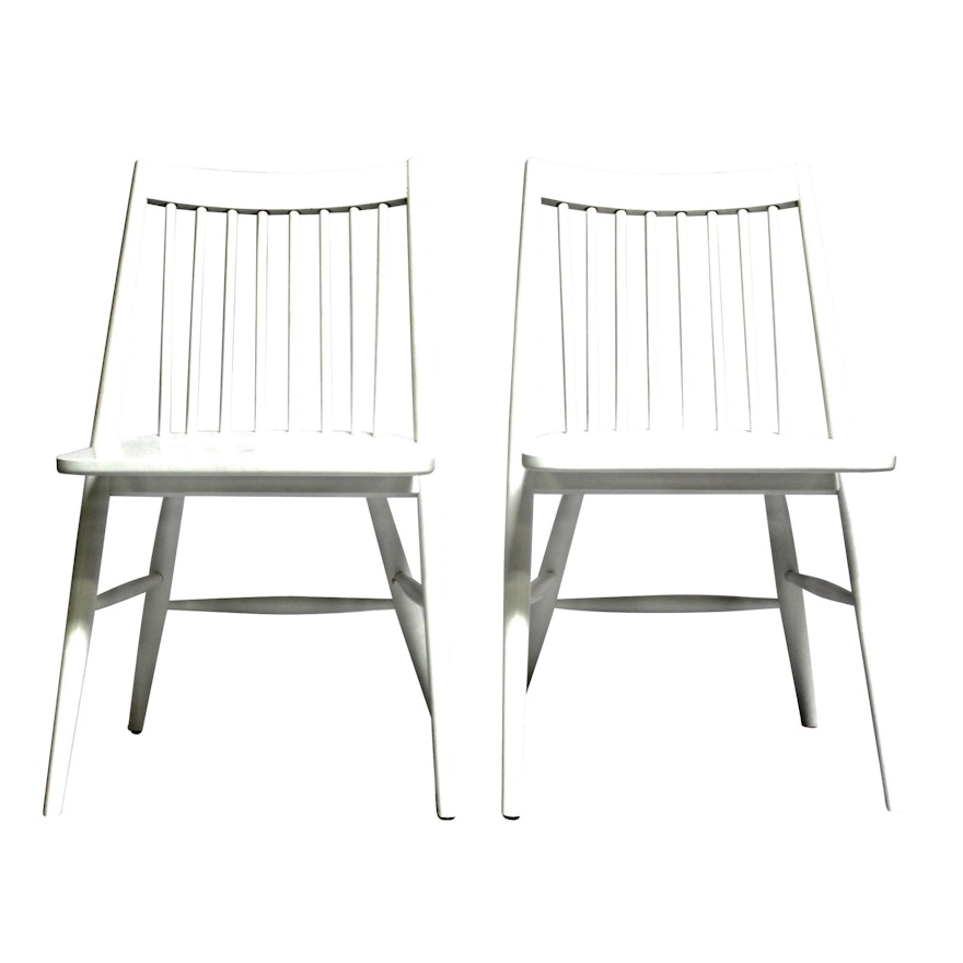 Two Safavieh White Wooden Dining Chairs, Contemporary