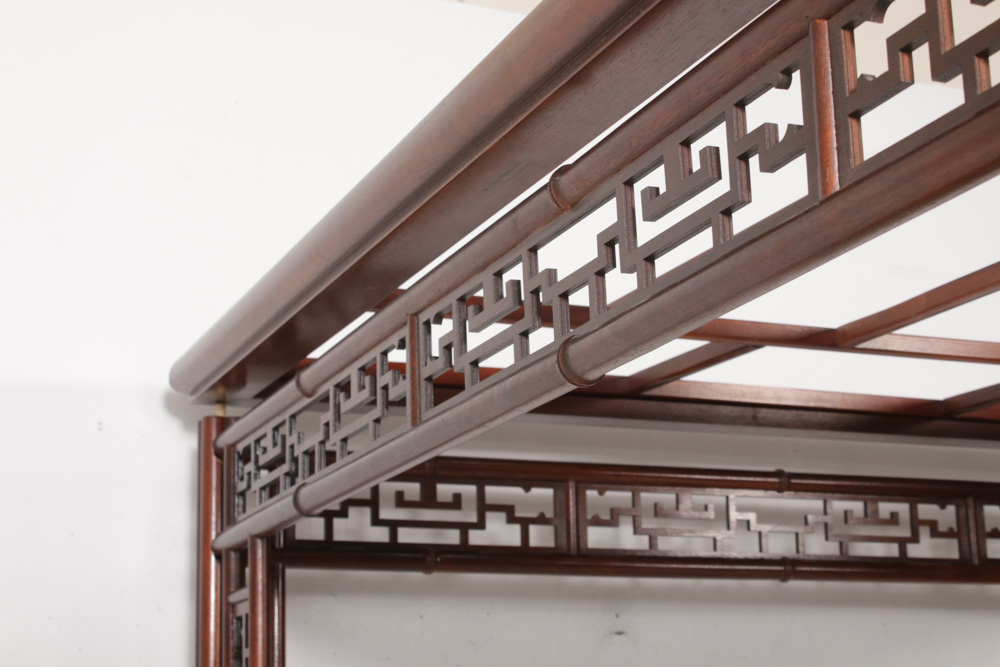 Chinese Wooden Queen Size Canopy Bed, Mid-Century