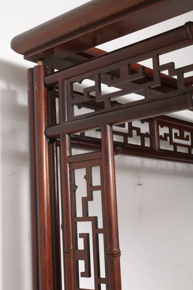 Chinese Wooden Queen Size Canopy Bed, Mid-Century