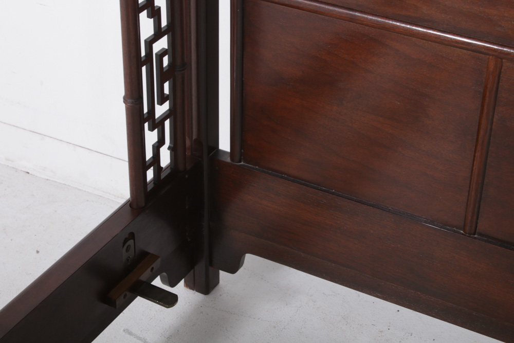 Chinese Wooden Queen Size Canopy Bed, Mid-Century