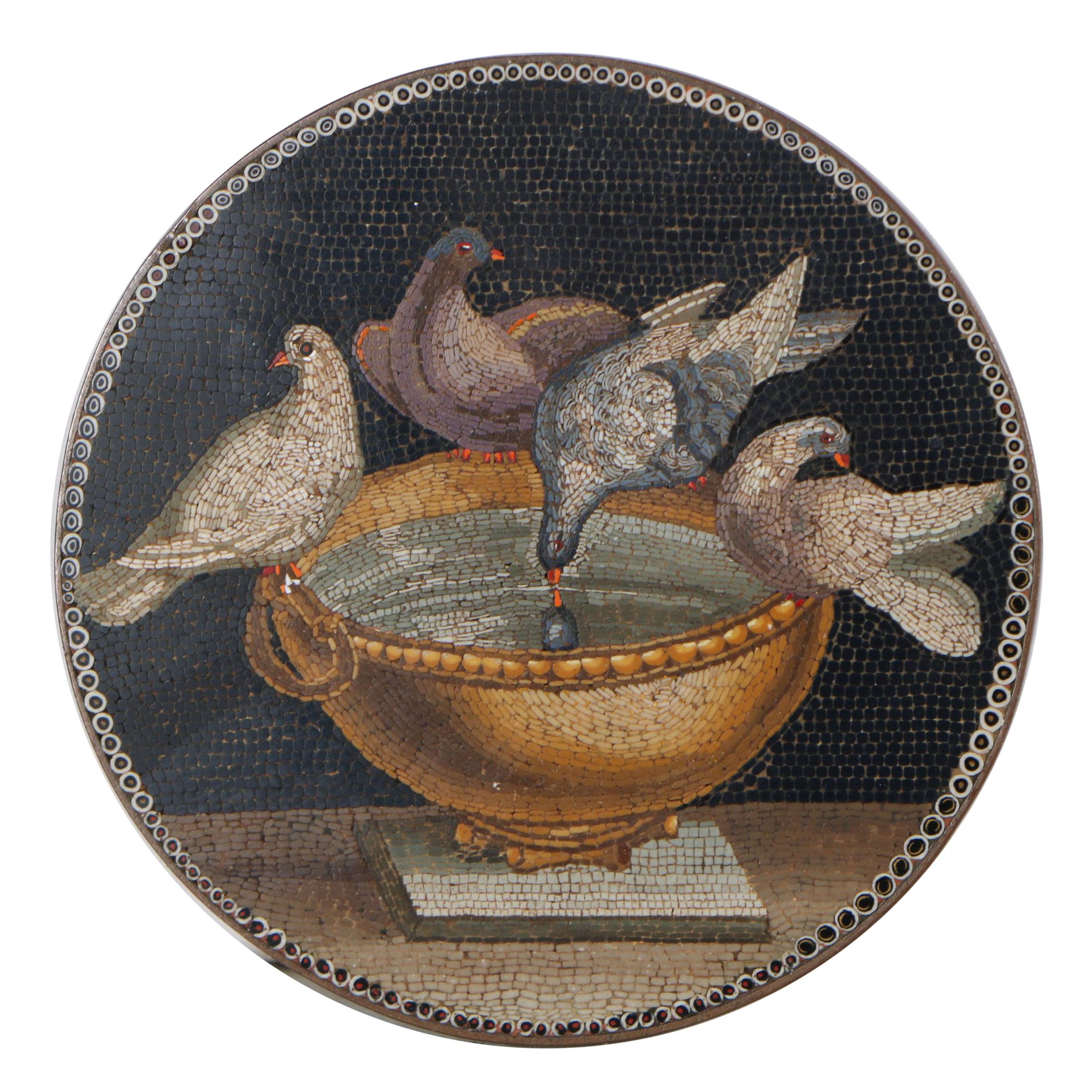 Italian Micro Mosaic "Pliny's Doves"