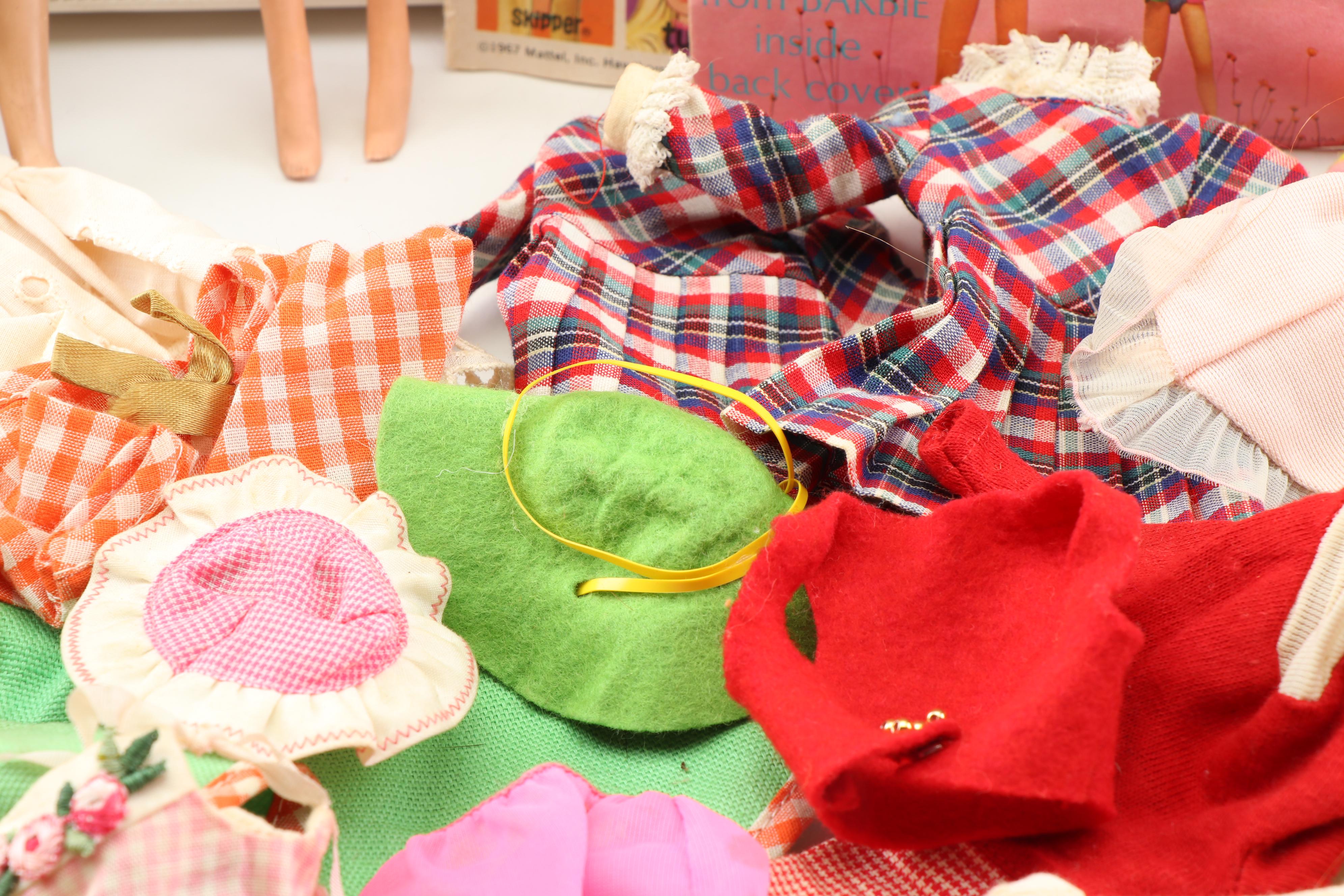 Vintage Barbie Skipper Dolls, Clothing, Accessories and Case, circa 1960s