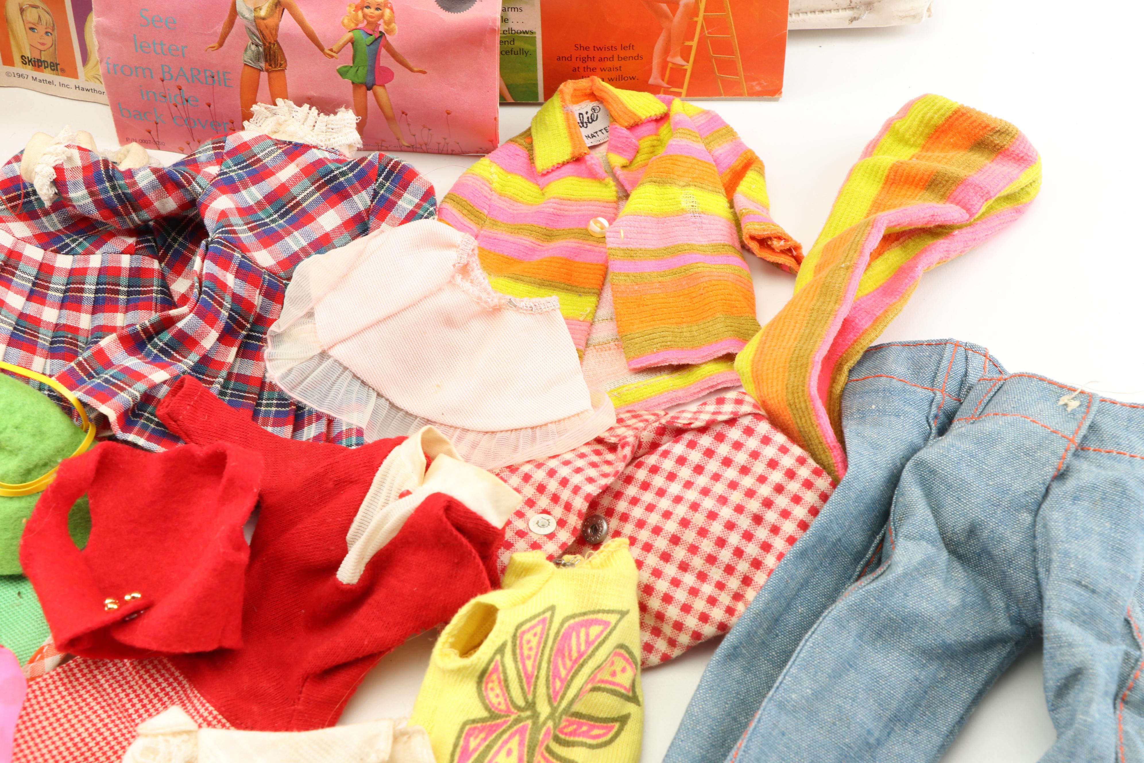 Vintage Barbie Skipper Dolls, Clothing, Accessories and Case, circa 1960s