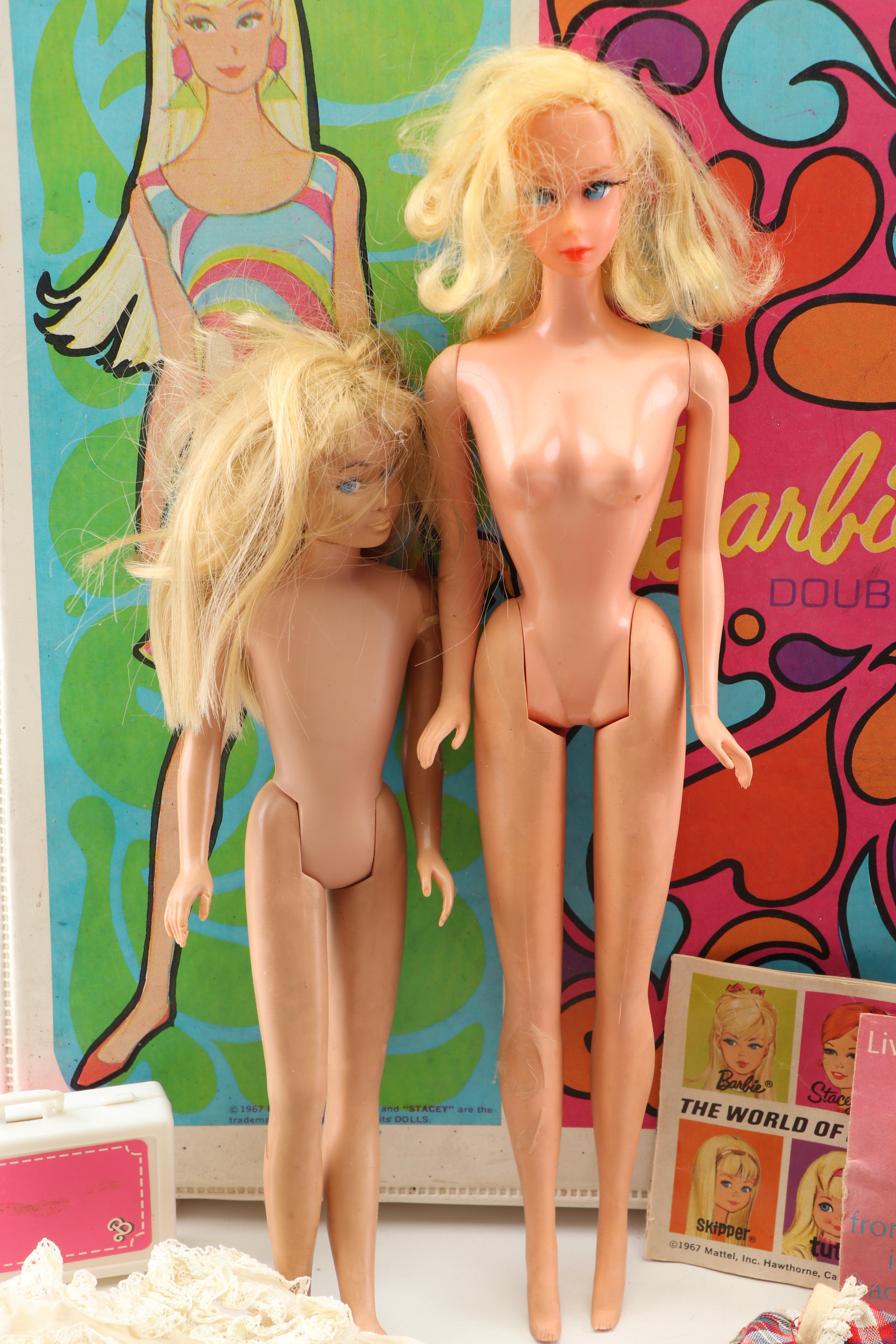 Vintage Barbie Skipper Dolls, Clothing, Accessories and Case, circa 1960s