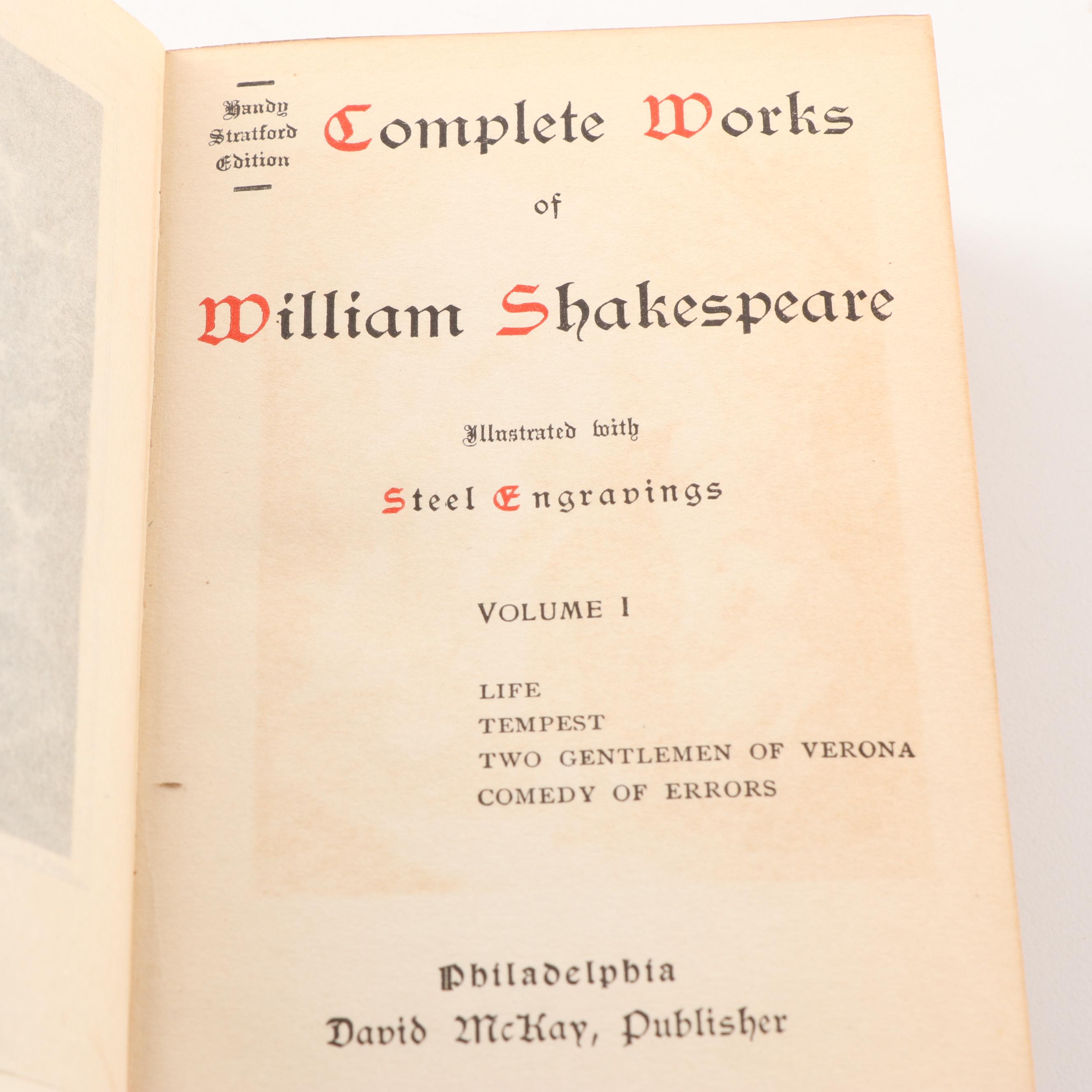 "Complete Works of William Shakespeare" 11 Volume Set, Handy Stratford Edition