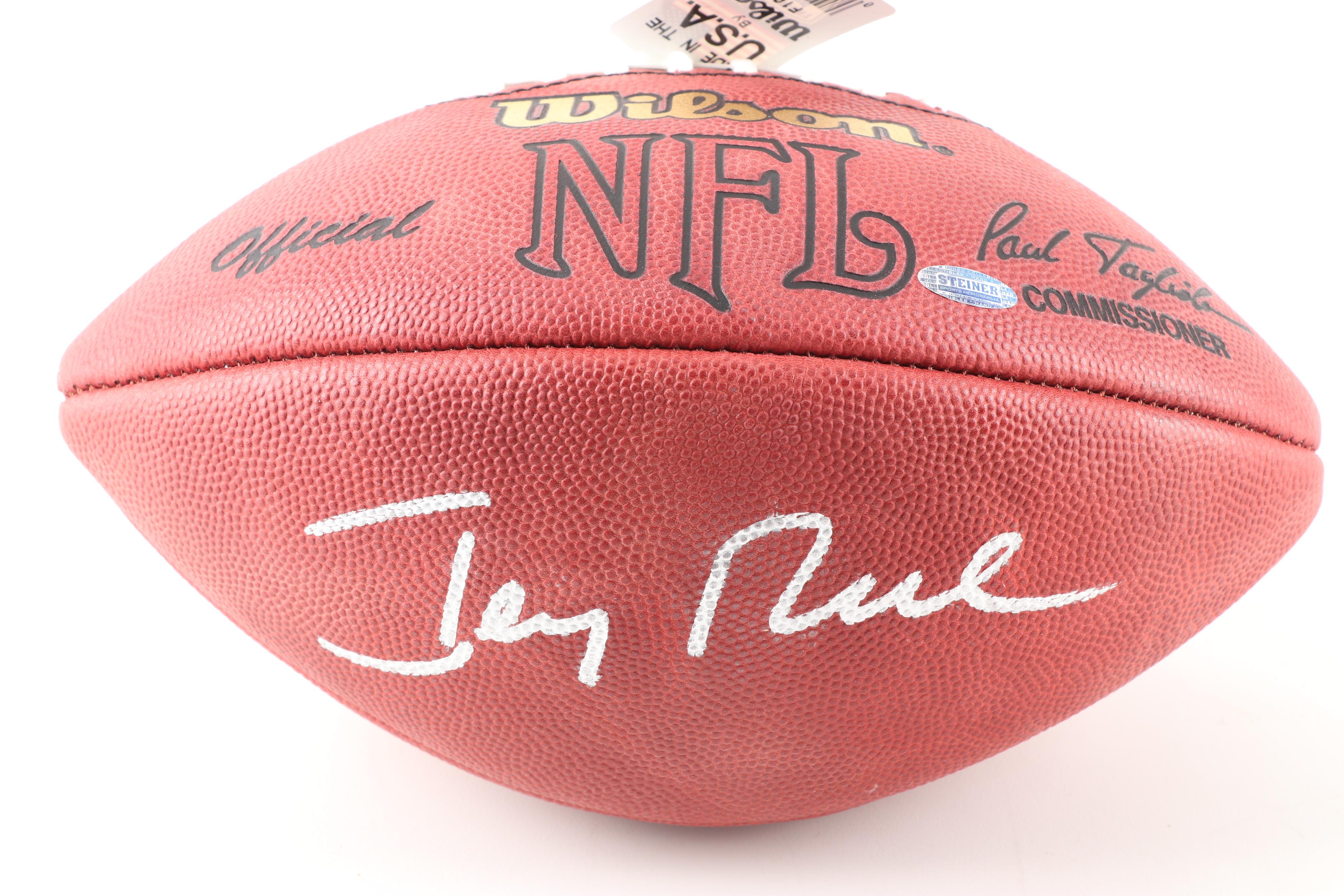 Jerry Rice Signed Wilson Football with Steiner Glass Display Case