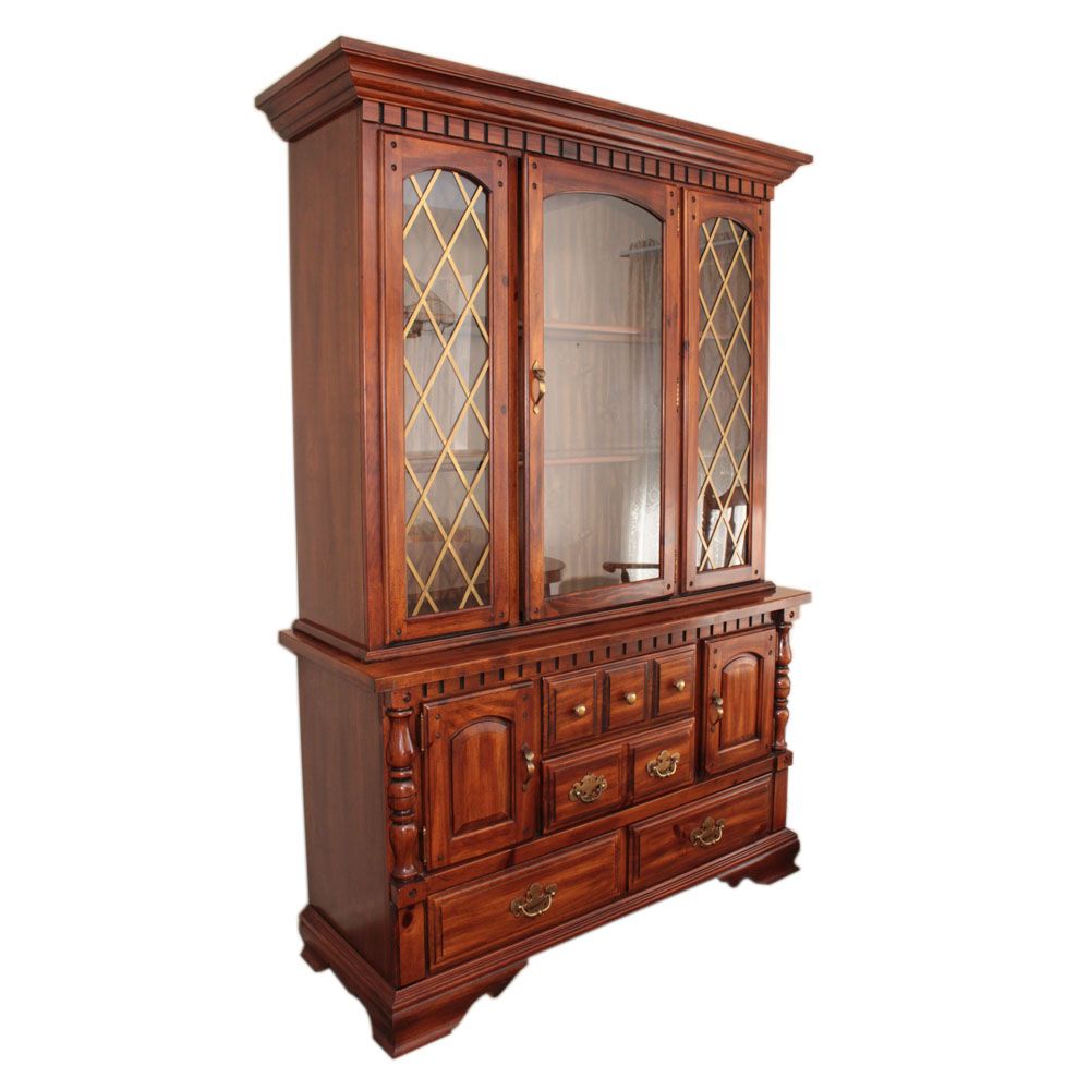 Broyhill Illuminated Pine China Cabinet, Mid to Late 20th Century