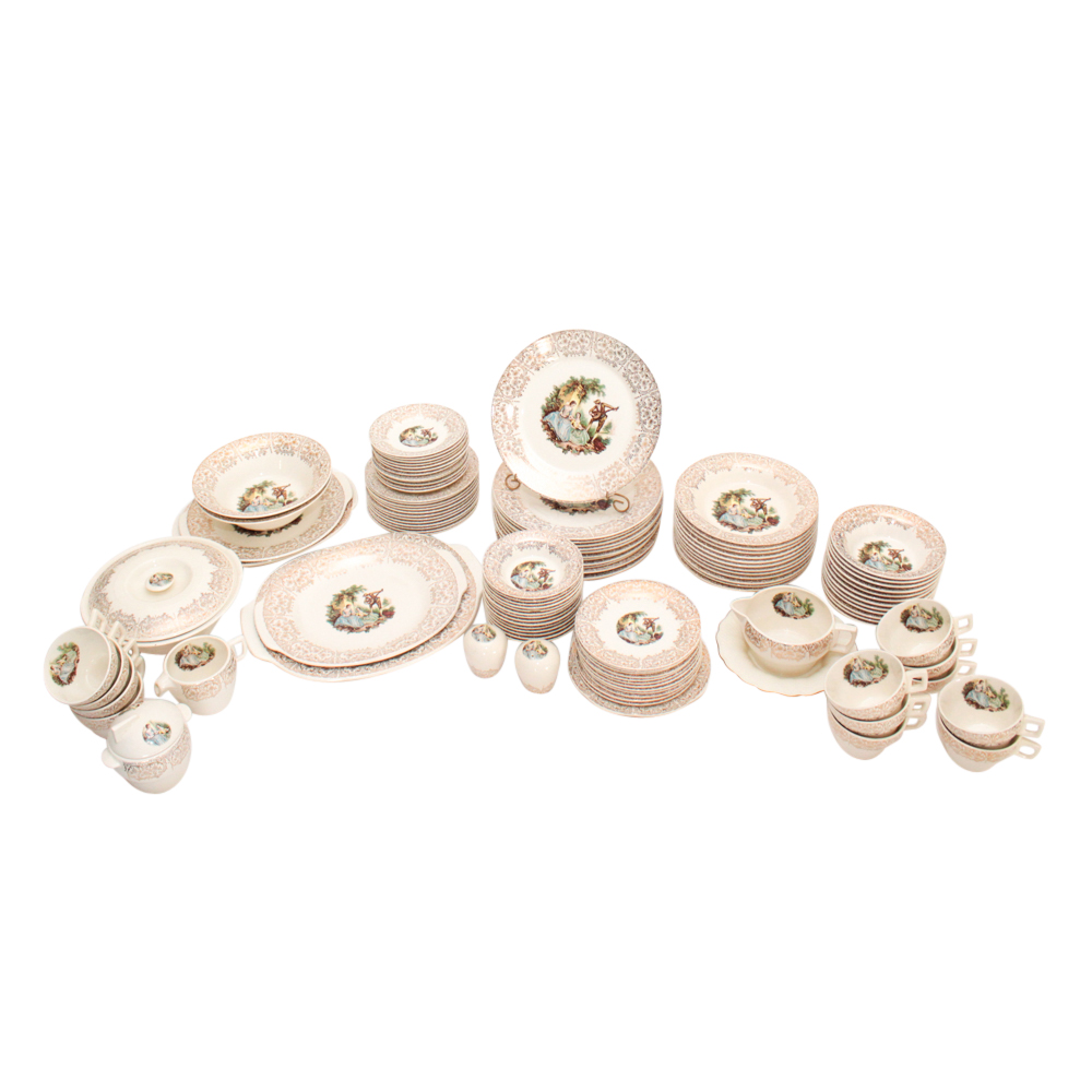 American Limoges 22K Gold "China d'Or" Dinnerware, 1940s