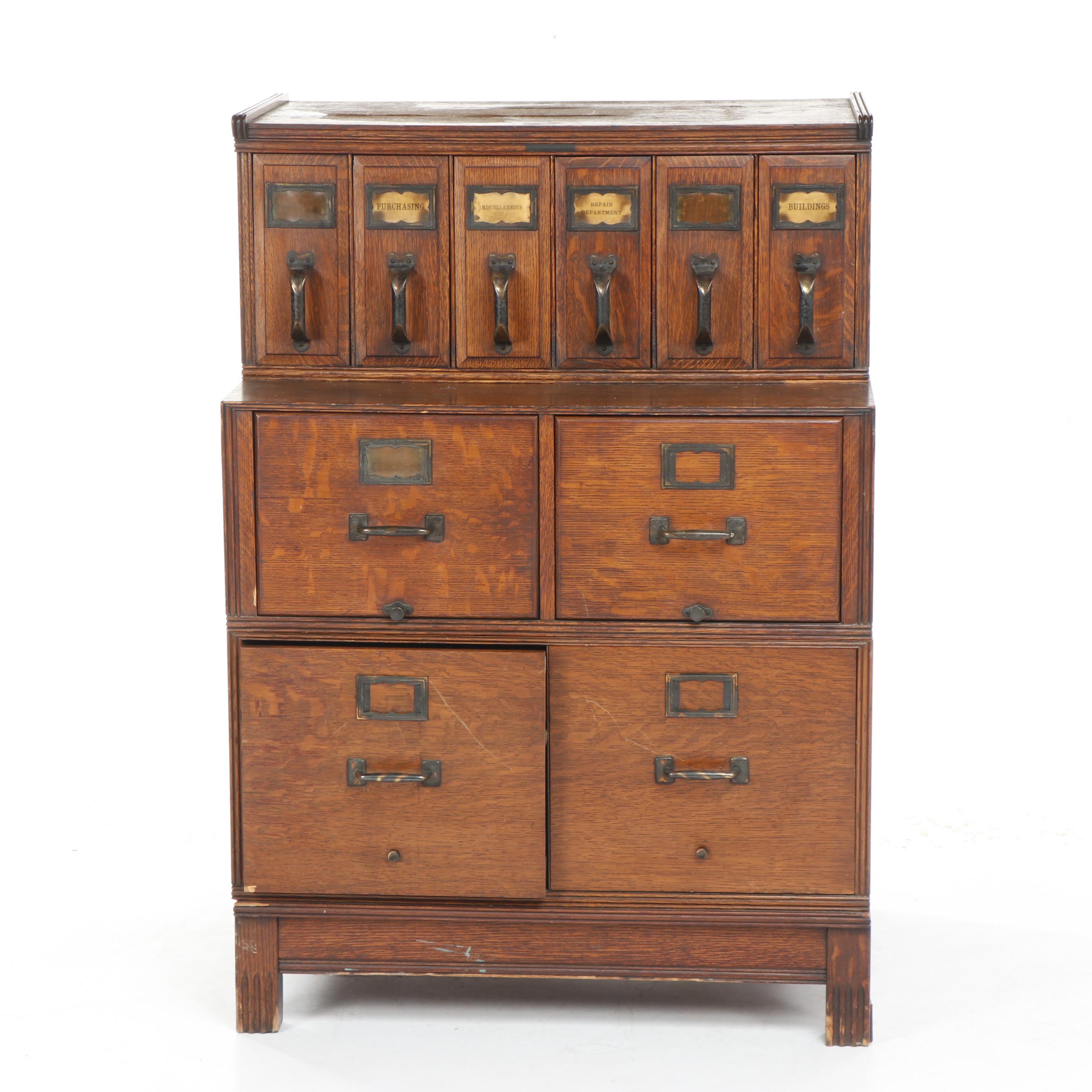 Antique Oak Office Filing Cabinet