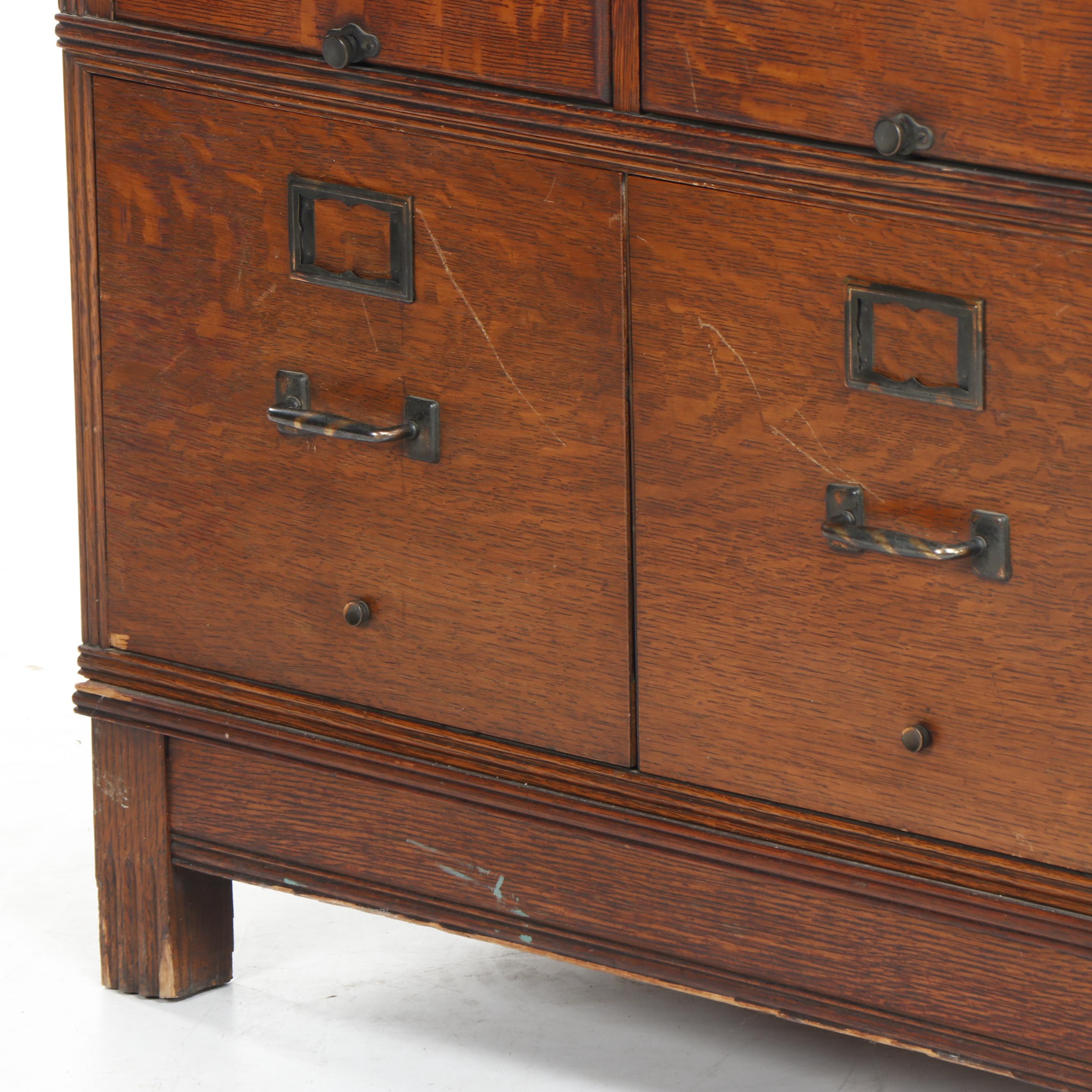 Antique Oak Office Filing Cabinet