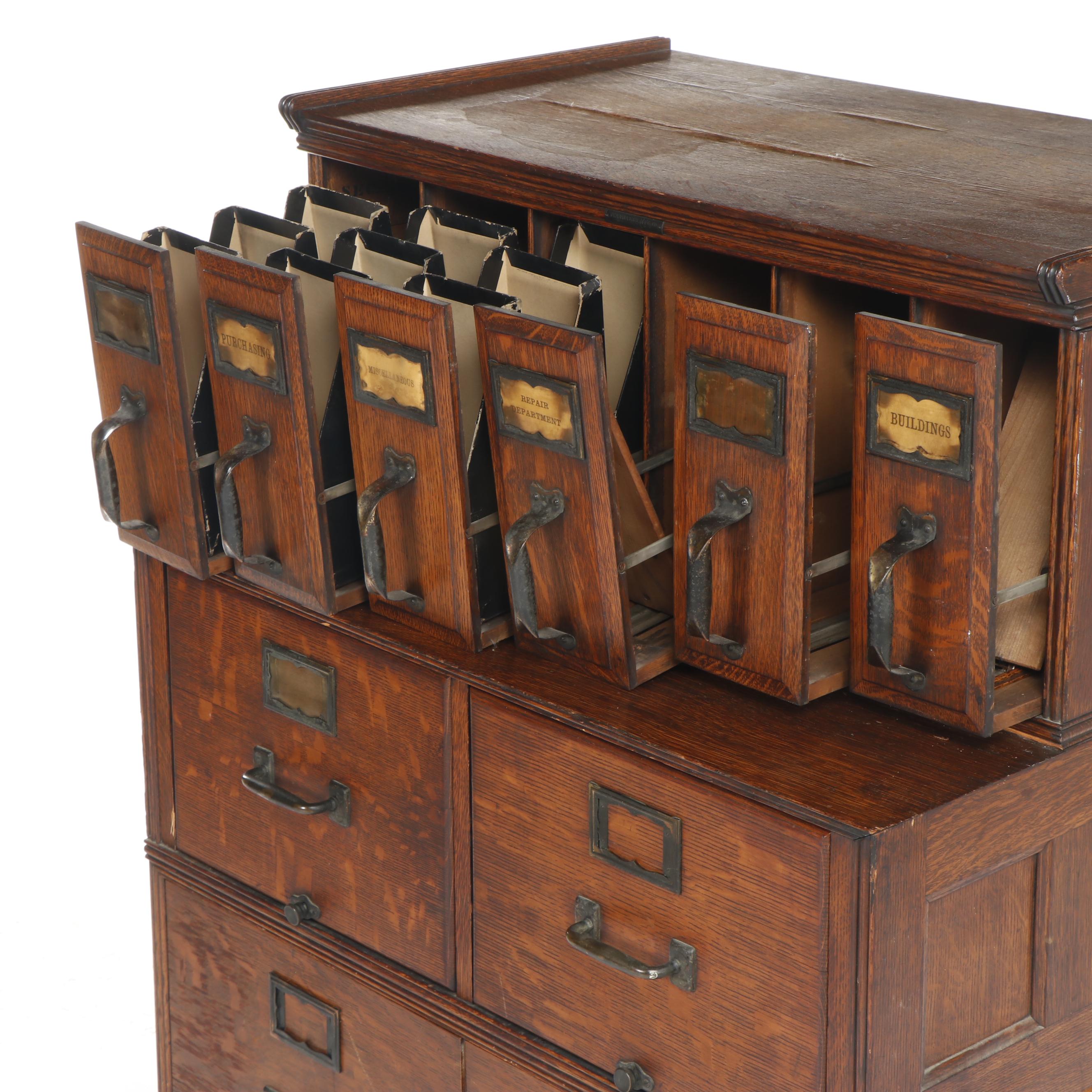 Antique Oak Office Filing Cabinet
