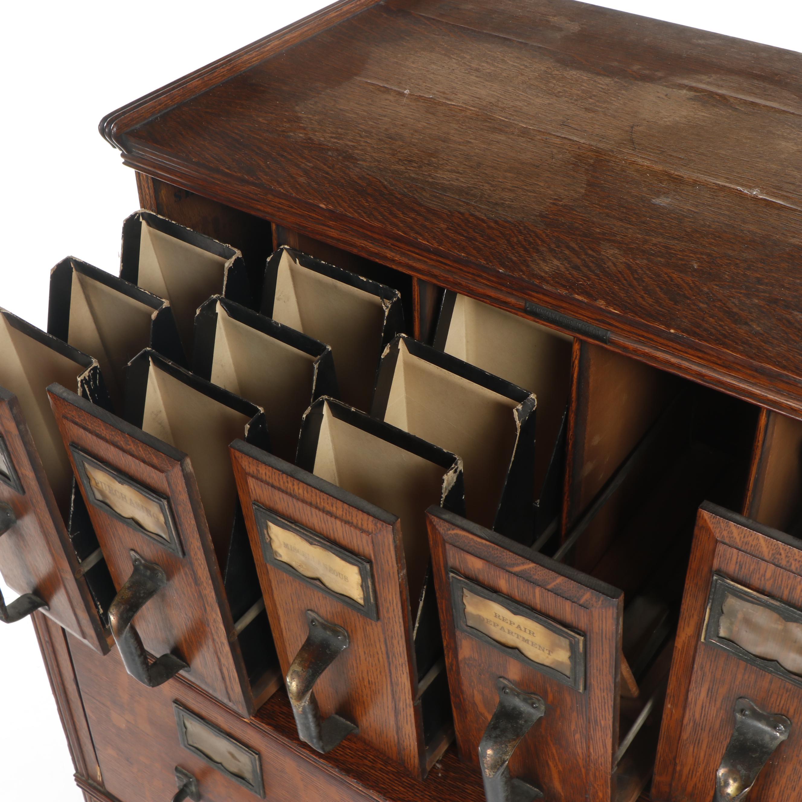 Antique Oak Office Filing Cabinet
