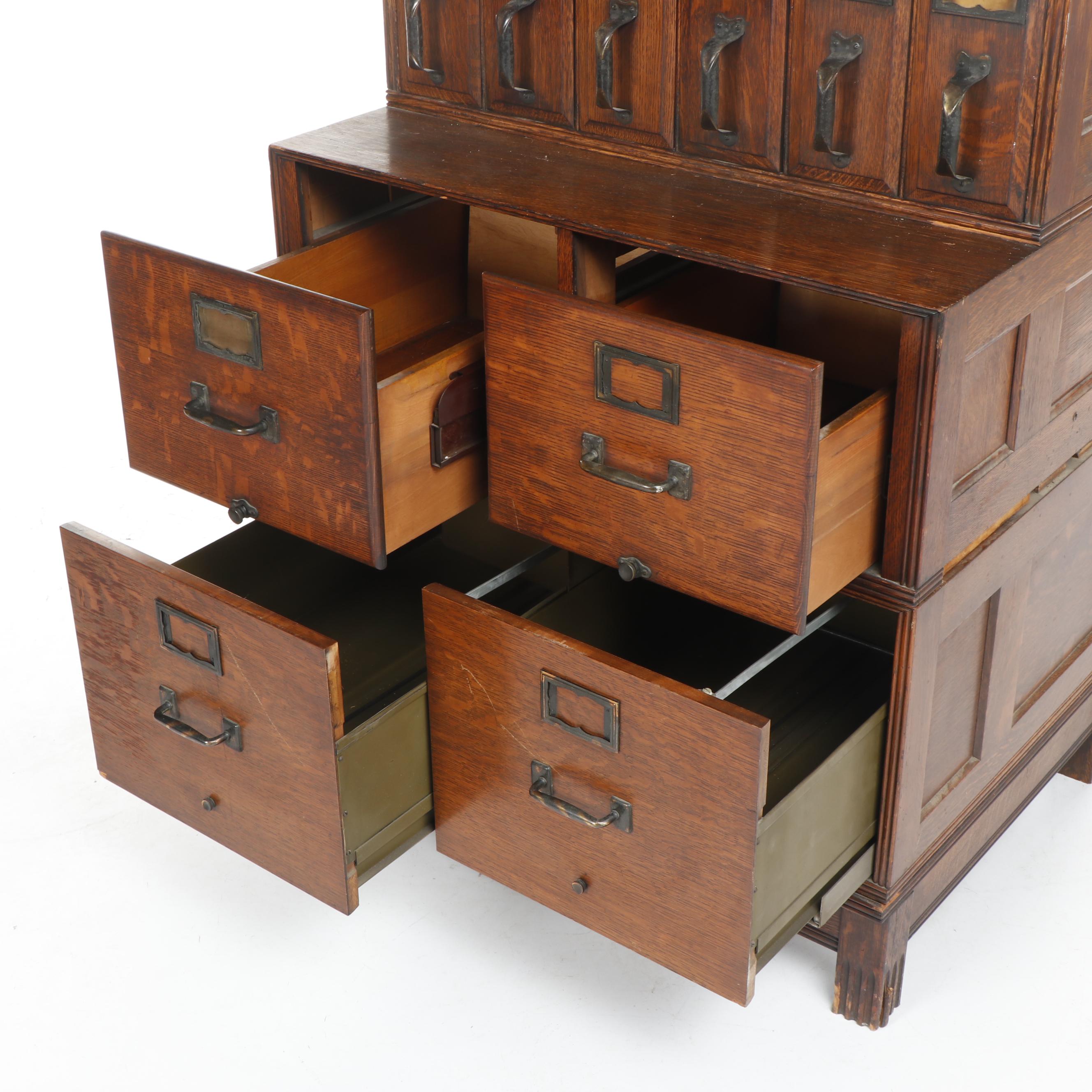 Antique Oak Office Filing Cabinet