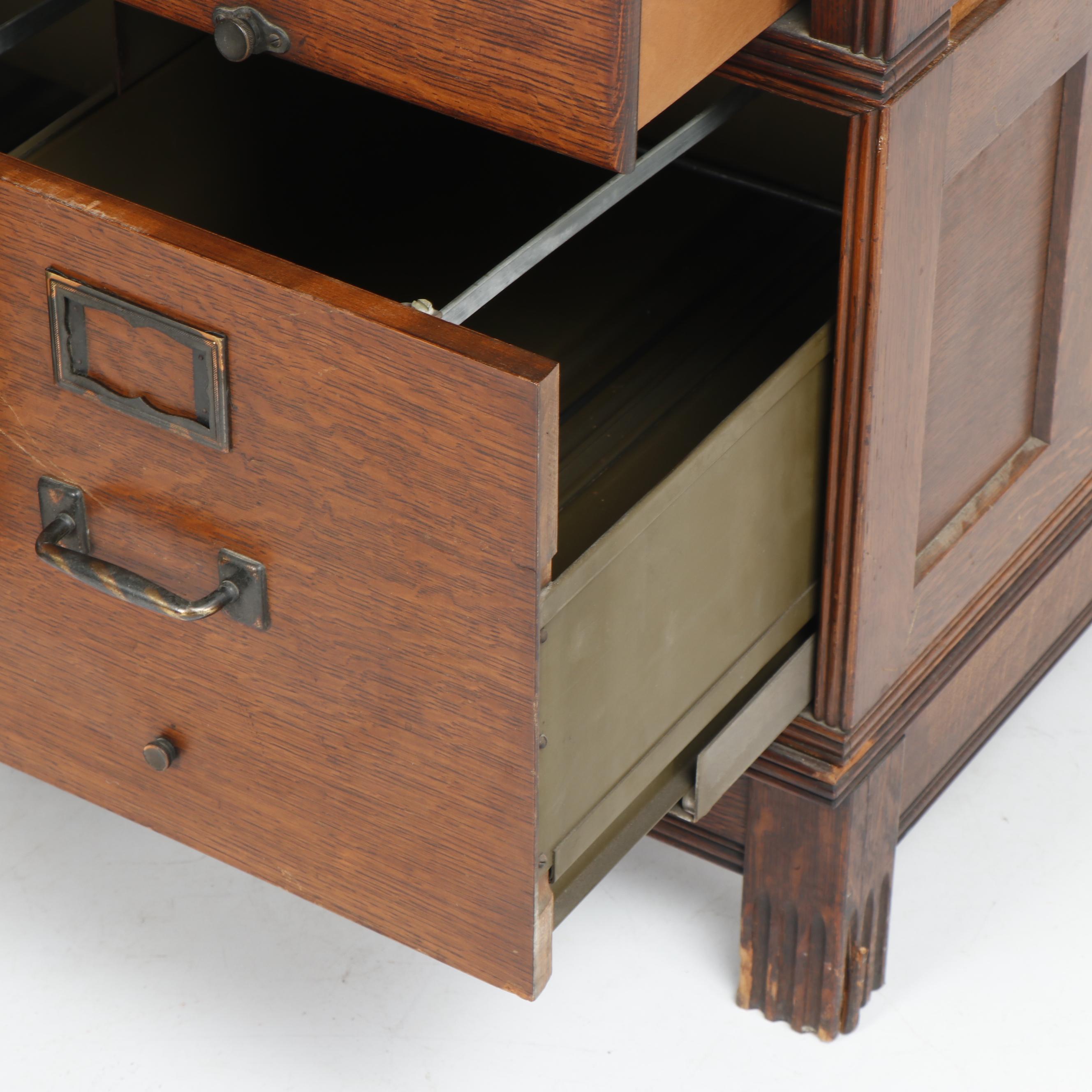 Antique Oak Office Filing Cabinet
