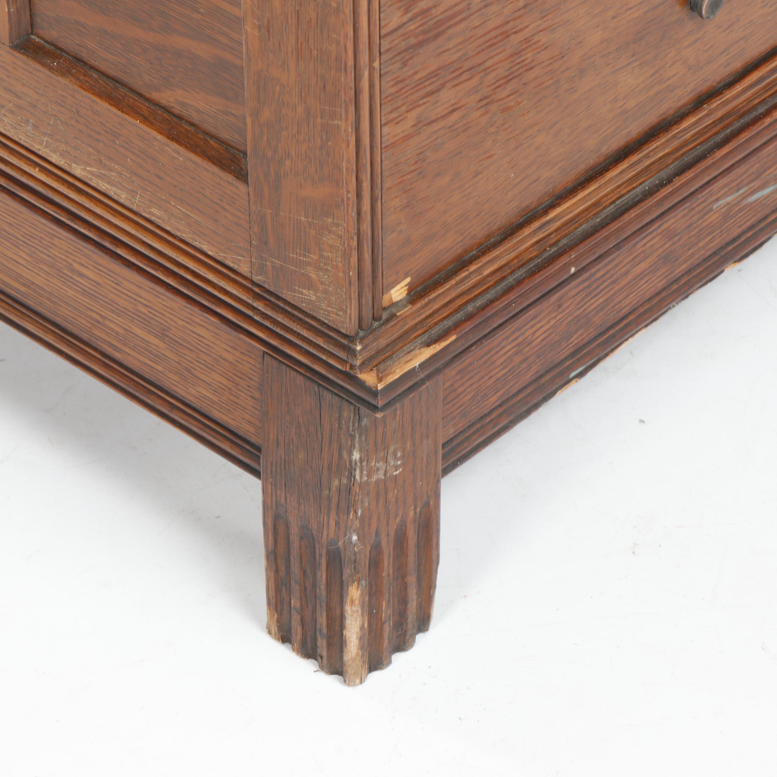 Antique Oak Office Filing Cabinet