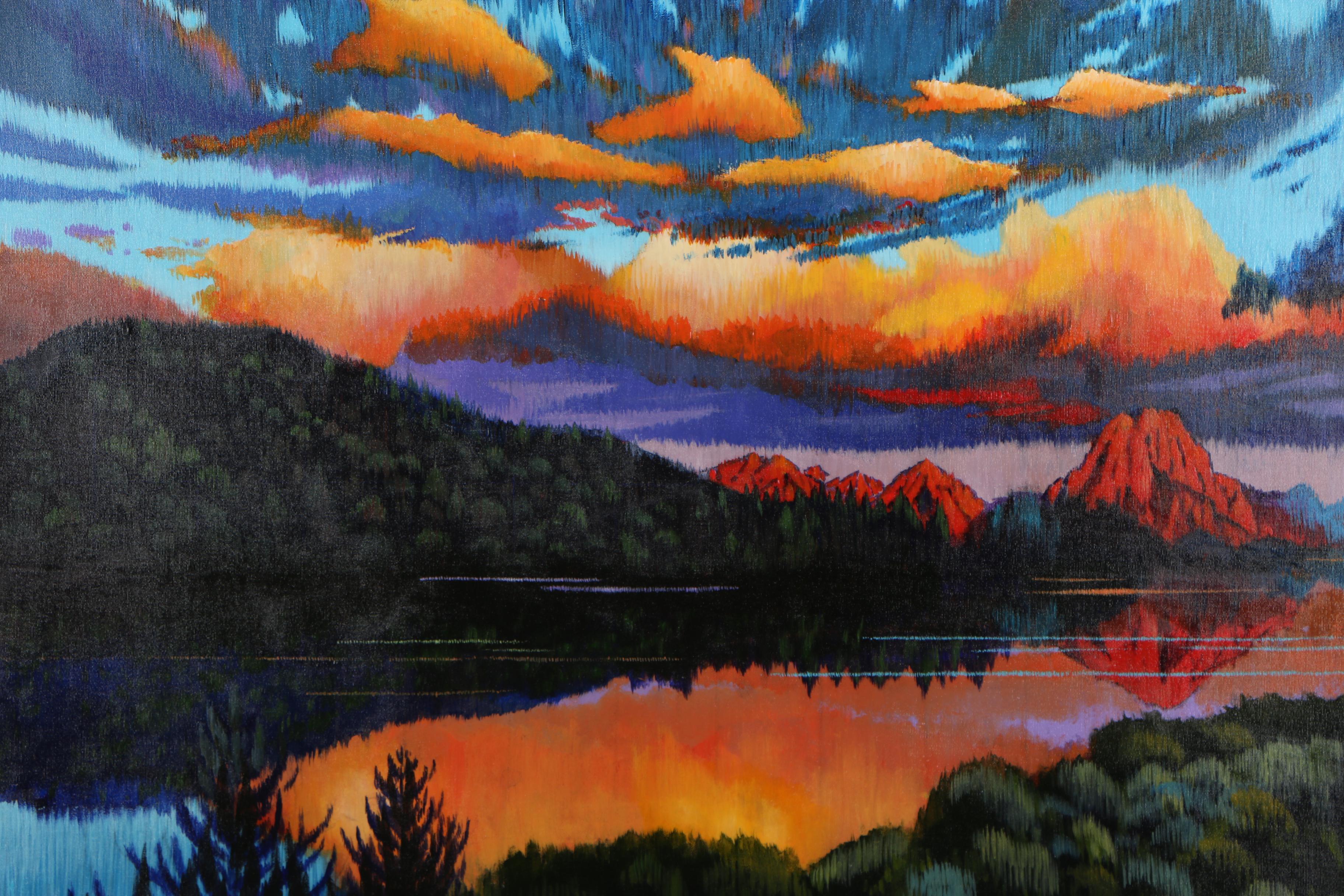 J.C. Hall Lineillist Landscape Acrylic Painting