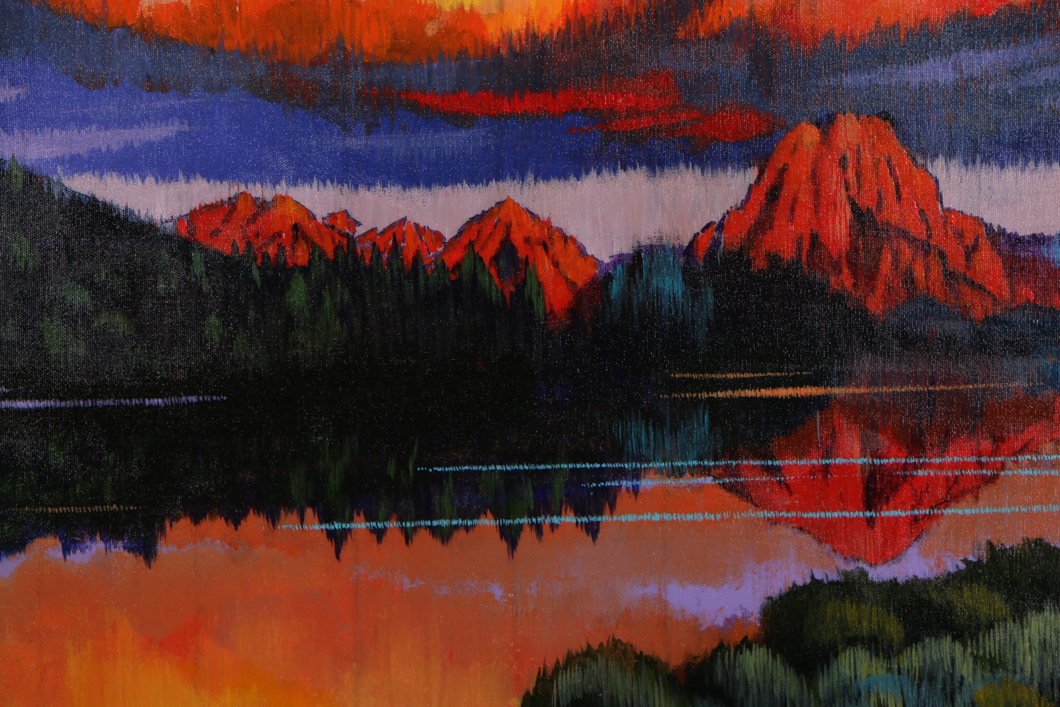 J.C. Hall Lineillist Landscape Acrylic Painting