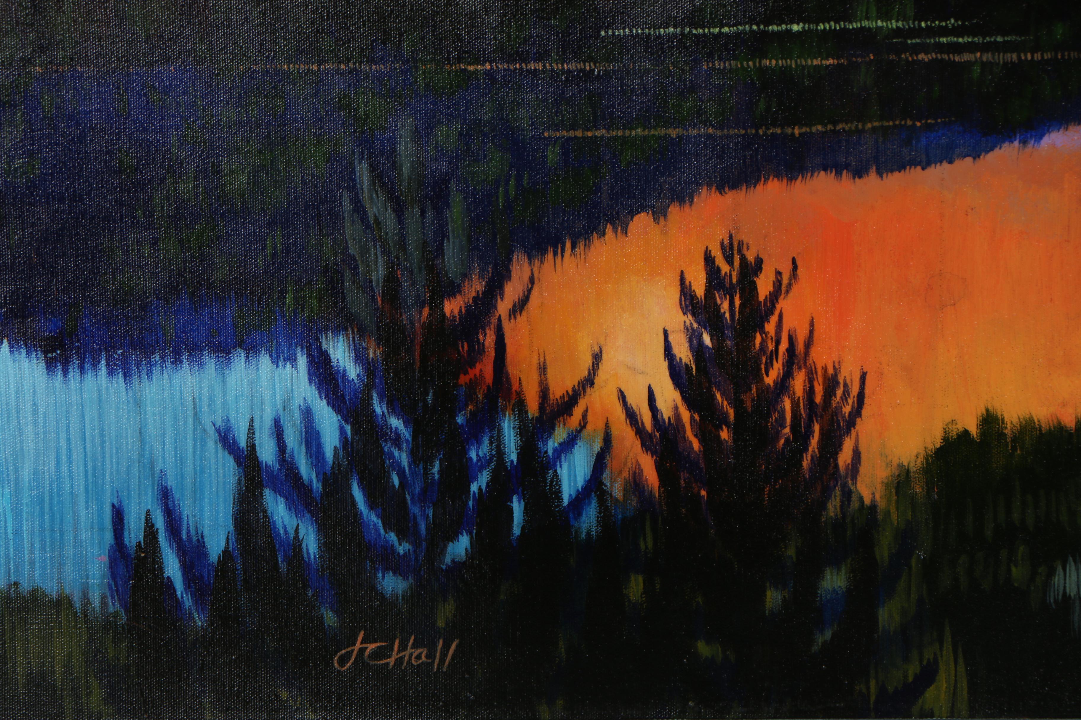 J.C. Hall Lineillist Landscape Acrylic Painting