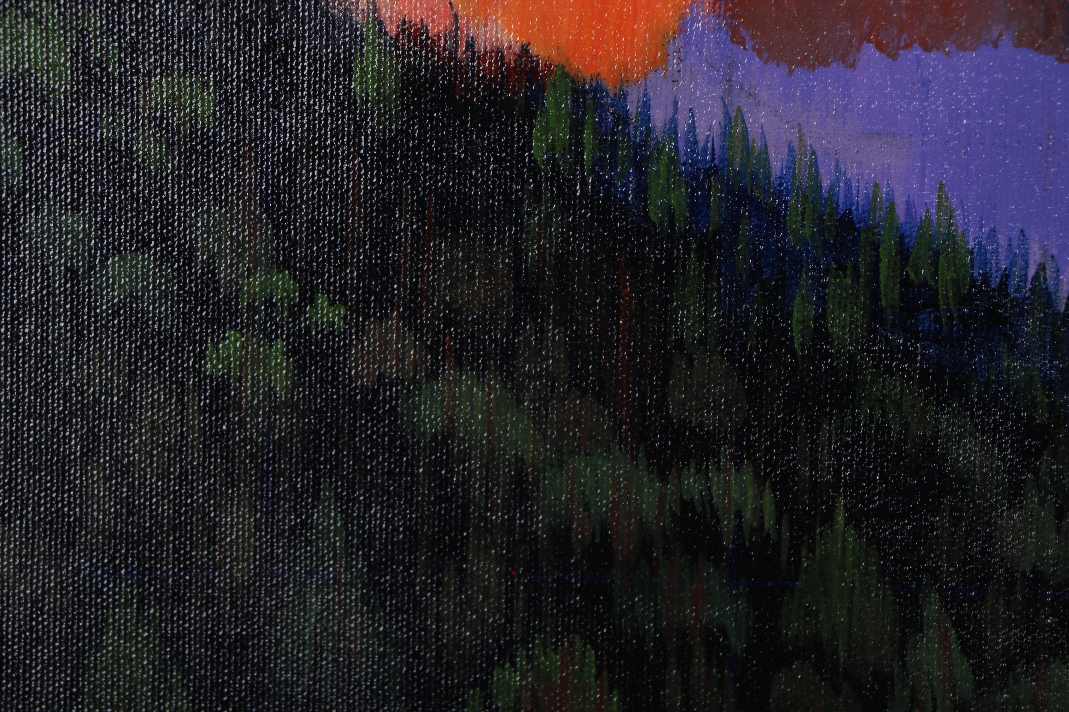 J.C. Hall Lineillist Landscape Acrylic Painting