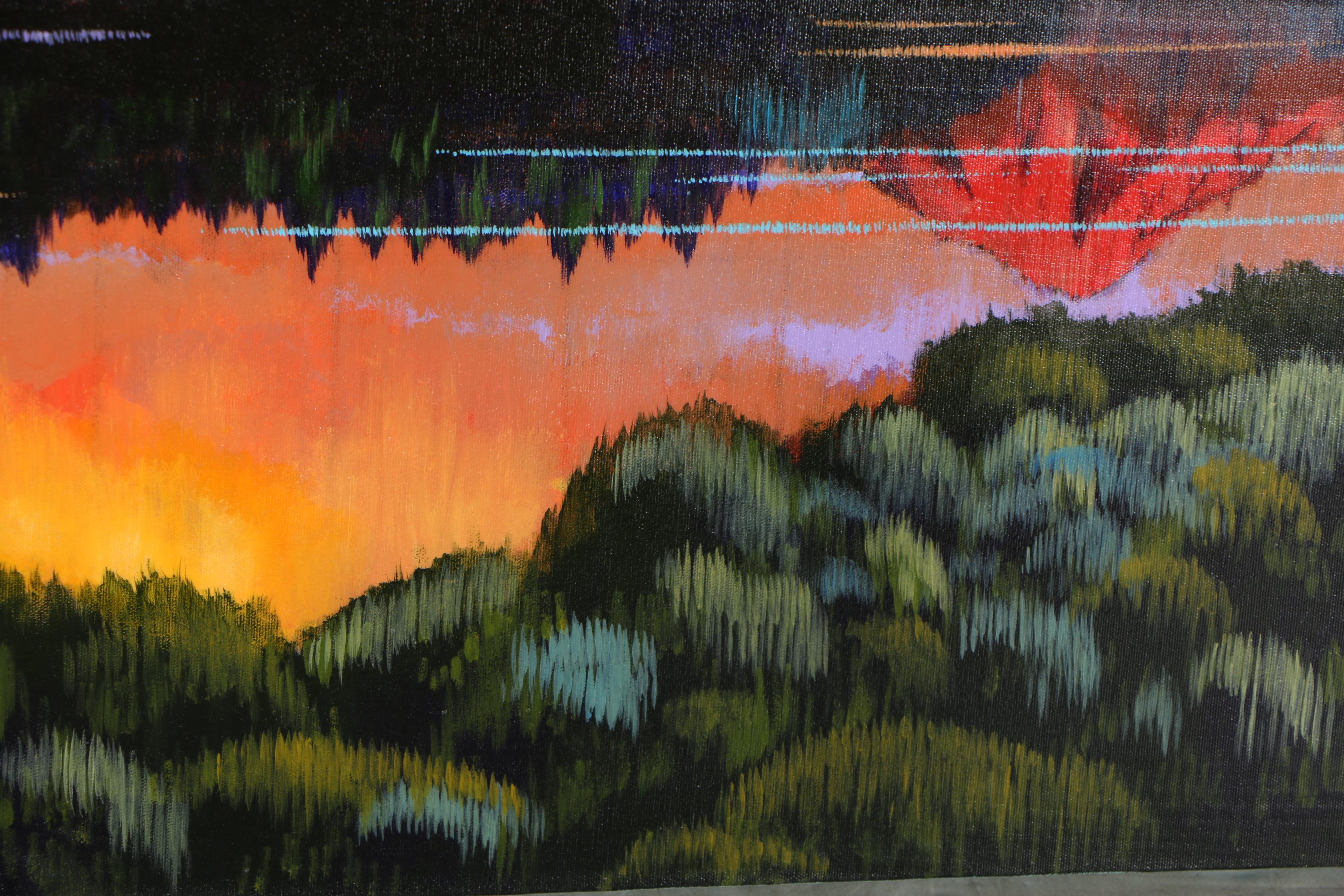 J.C. Hall Lineillist Landscape Acrylic Painting