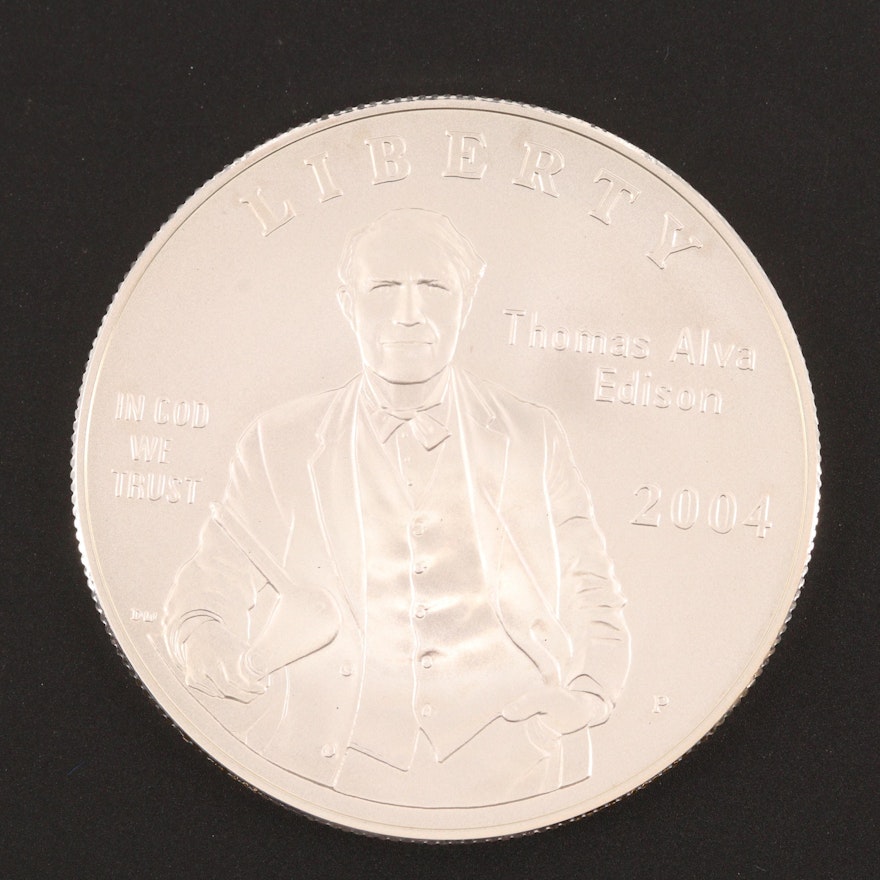 2004-P Thomas Edison Commemorative Silver Dollar U.S. Mint Set