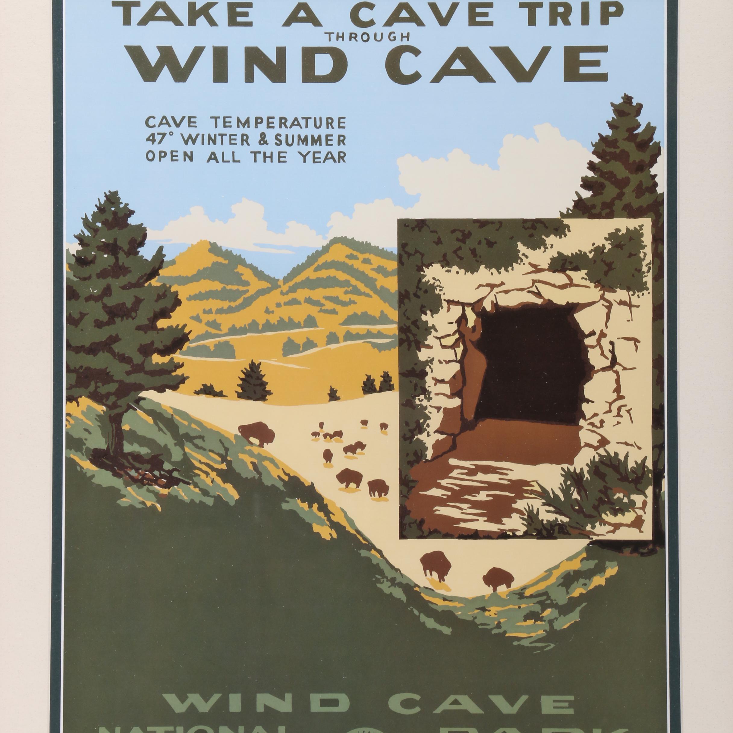 Reproduction after WPA Travel Poster for Wind Cave National Park