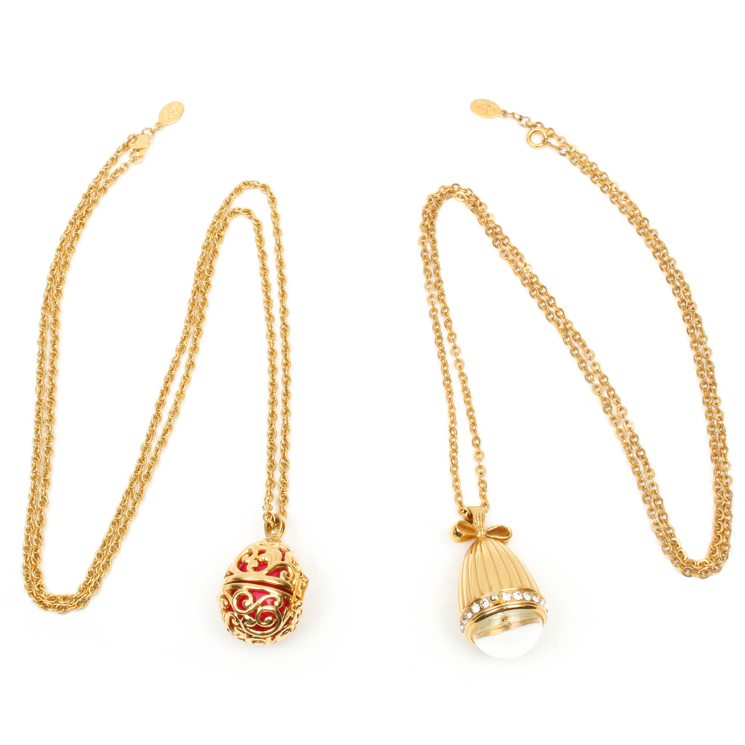 Joan Rivers Gold Tone Egg Pendant Watch and Necklace