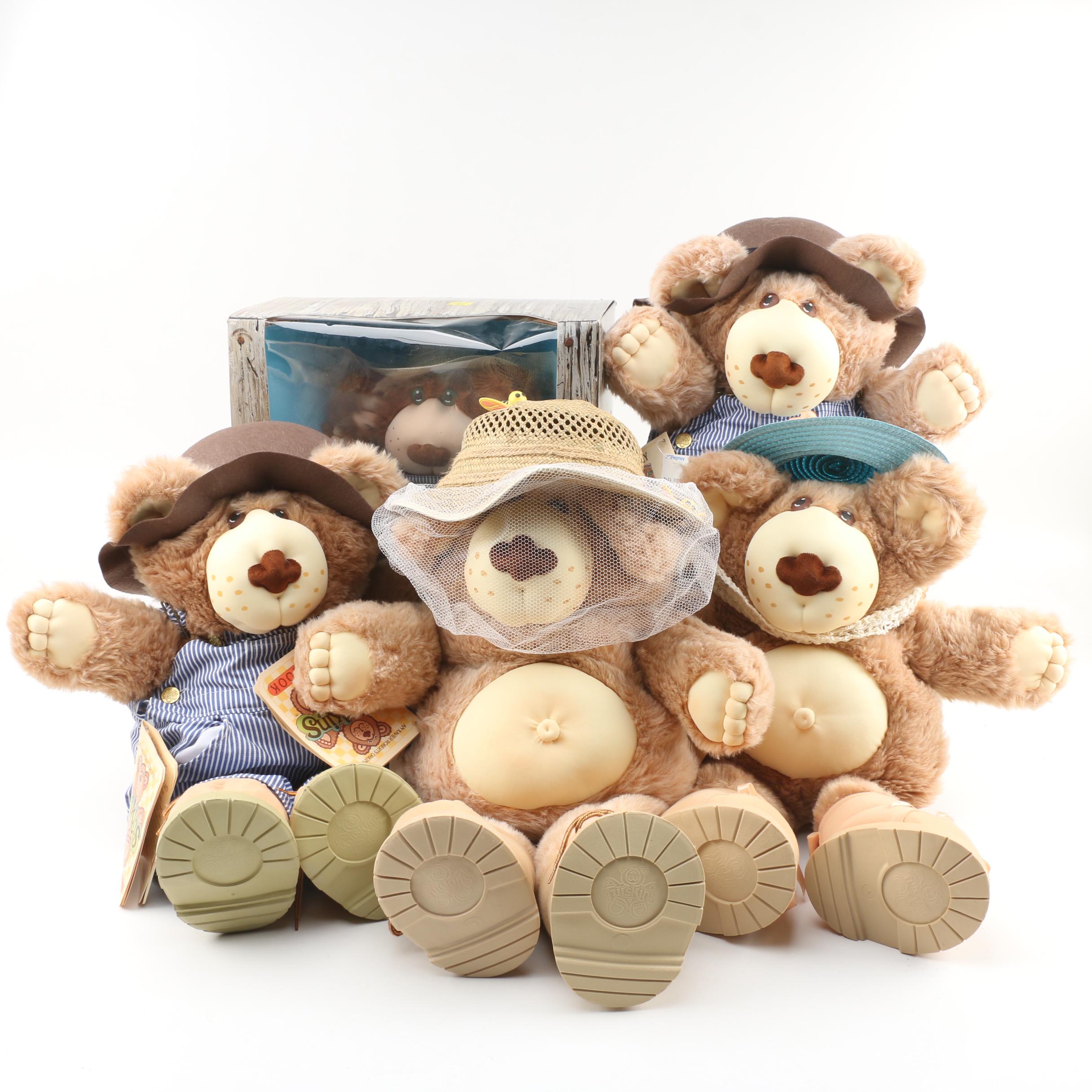 Coleco "Furskins" Bears including "Hattie", "Bubba" and others, 1980s