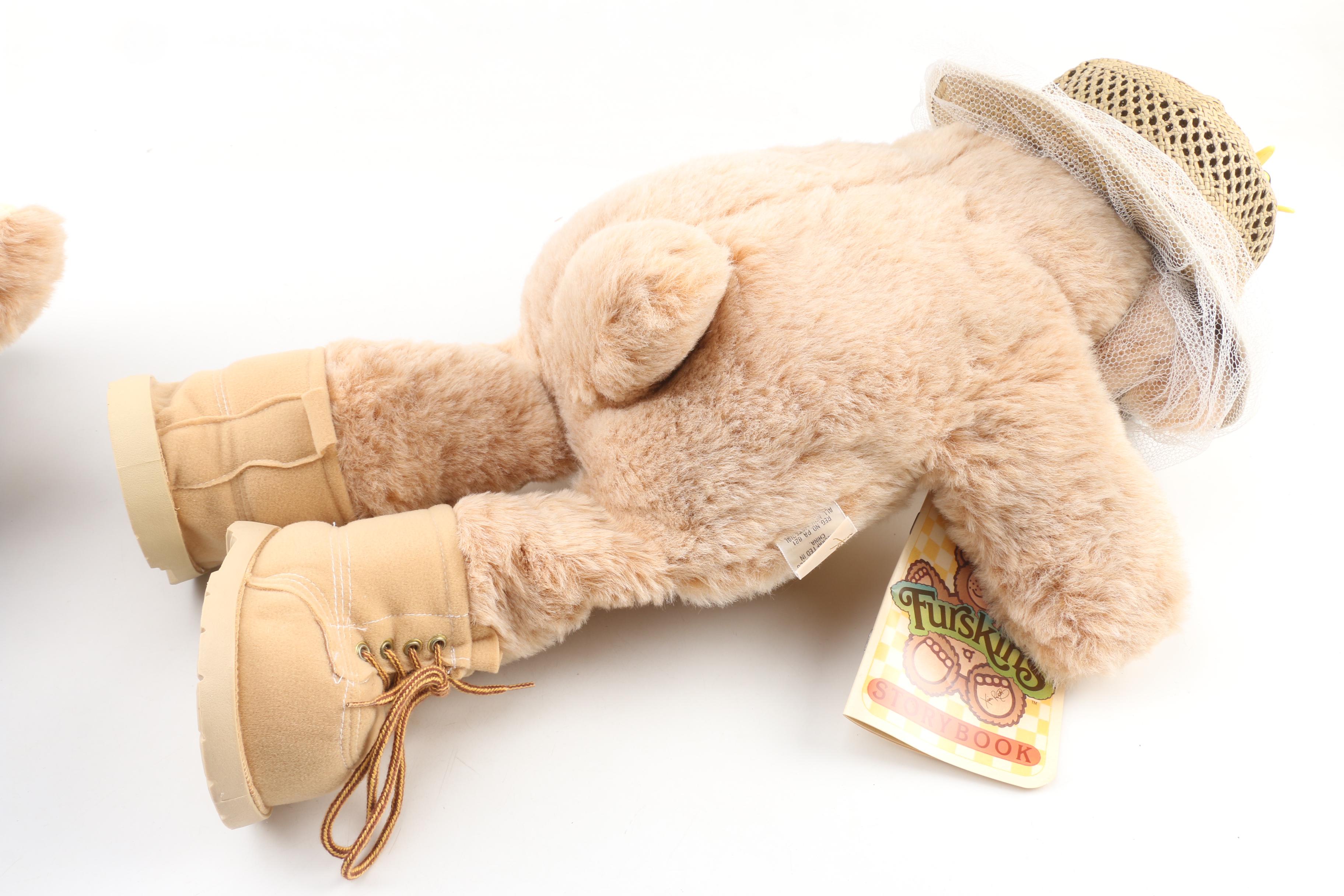 Coleco "Furskins" Bears including "Hattie", "Bubba" and others, 1980s