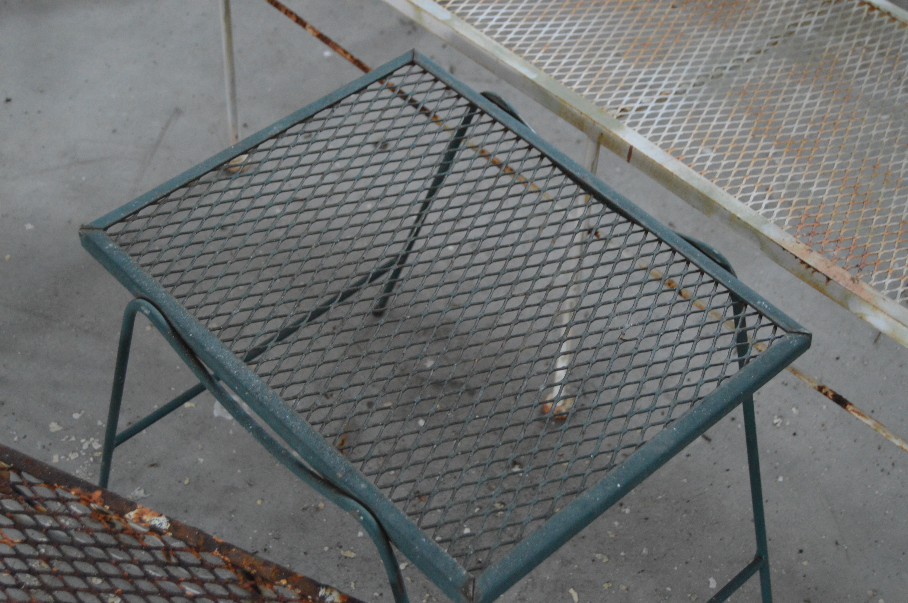 Vintage Metal Outdoor Furniture with Round Table, Settees, Side Tables