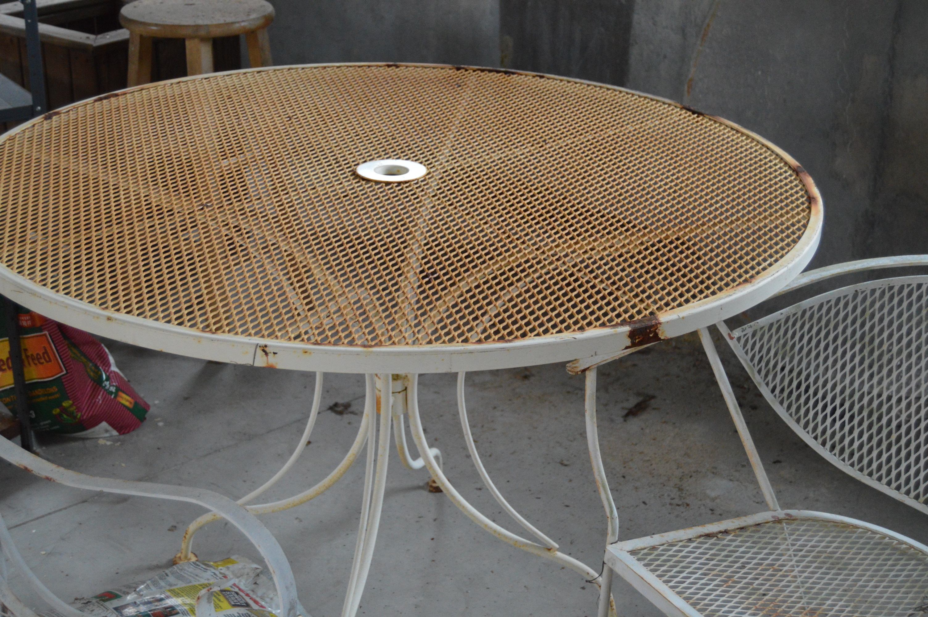 Vintage Metal Outdoor Furniture with Round Table, Settees, Side Tables
