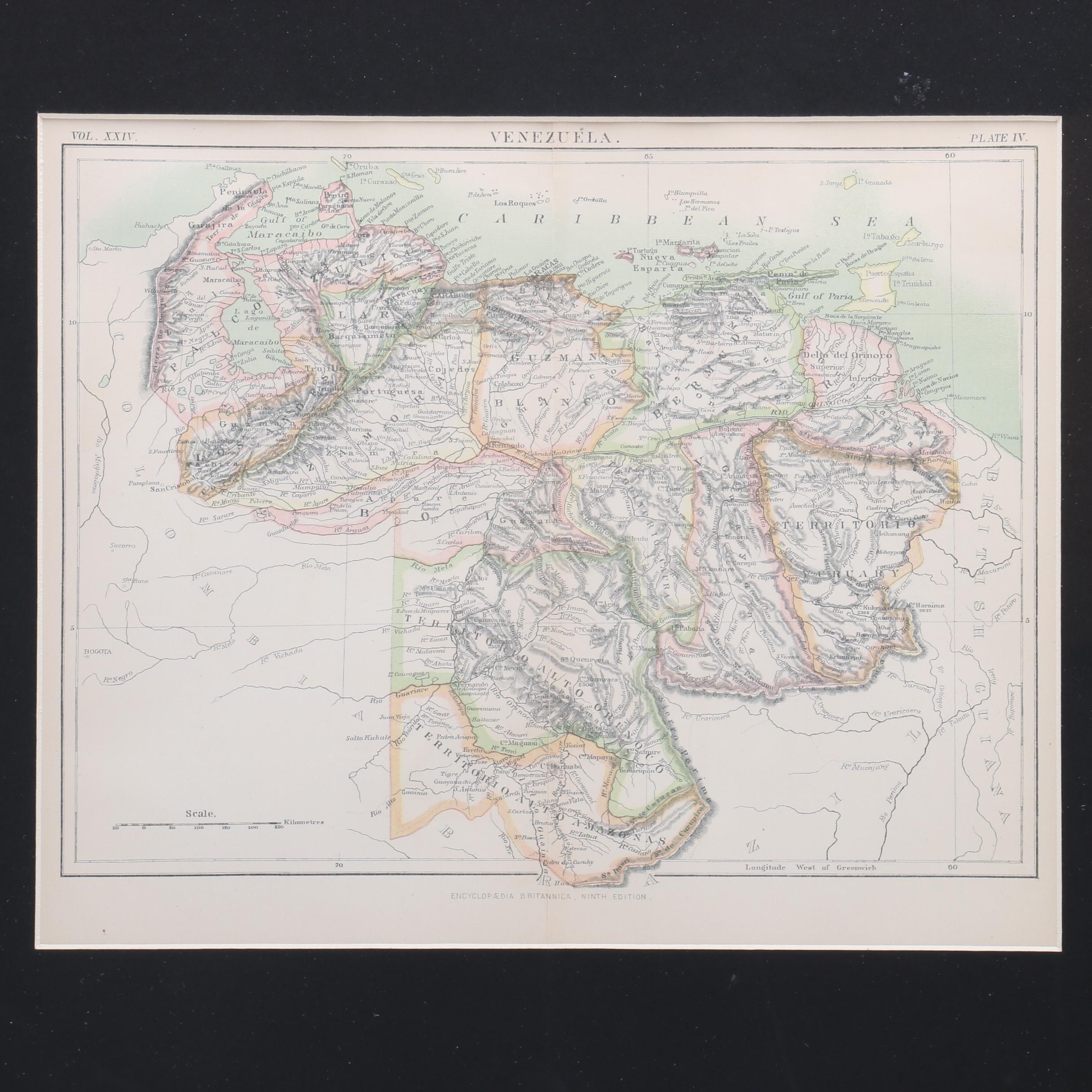 Encyclopedia Britannica Map of Venezuela