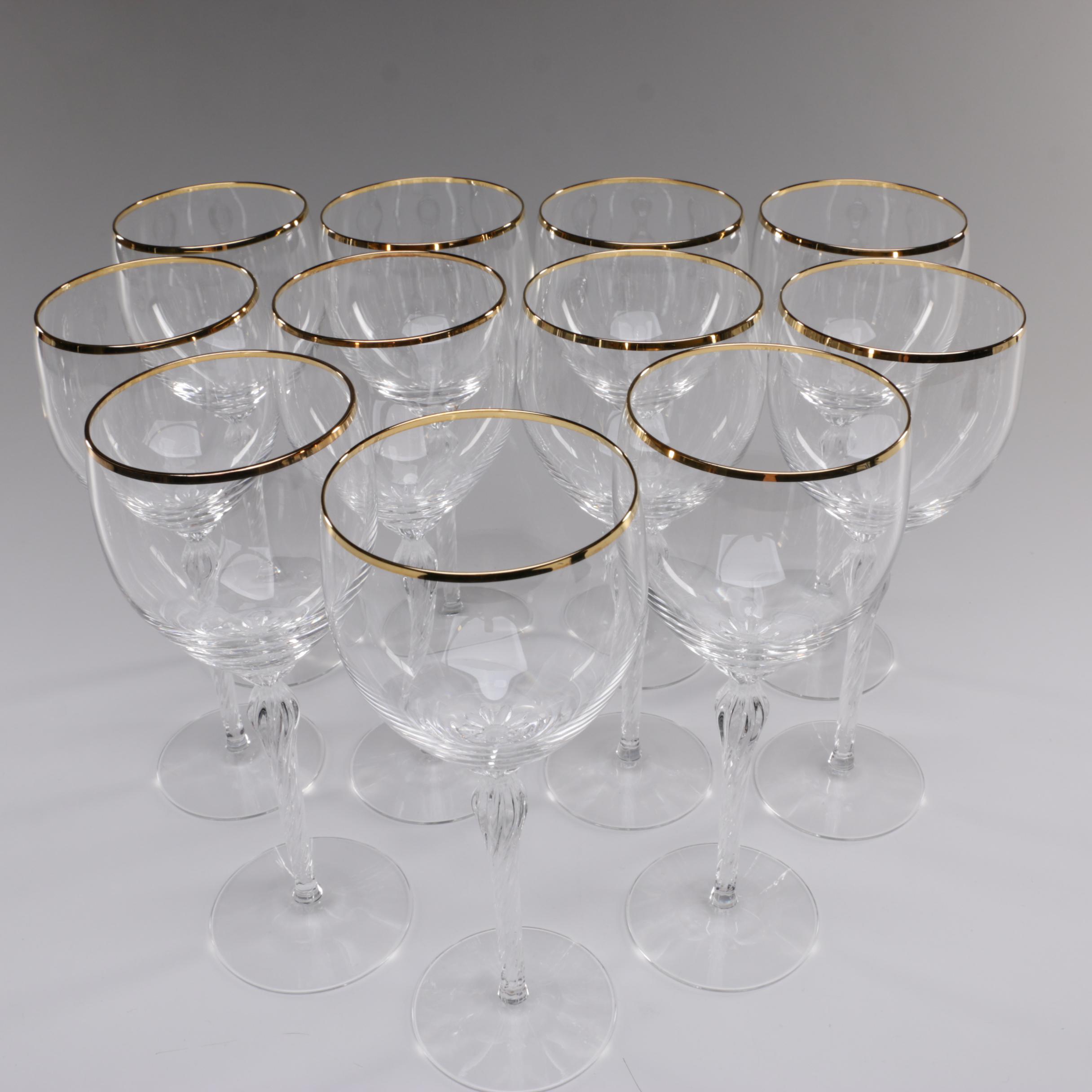 Lenox Gold Rim "Monroe" Crystal Wine Glasses, Late 20th/Early 21st Century