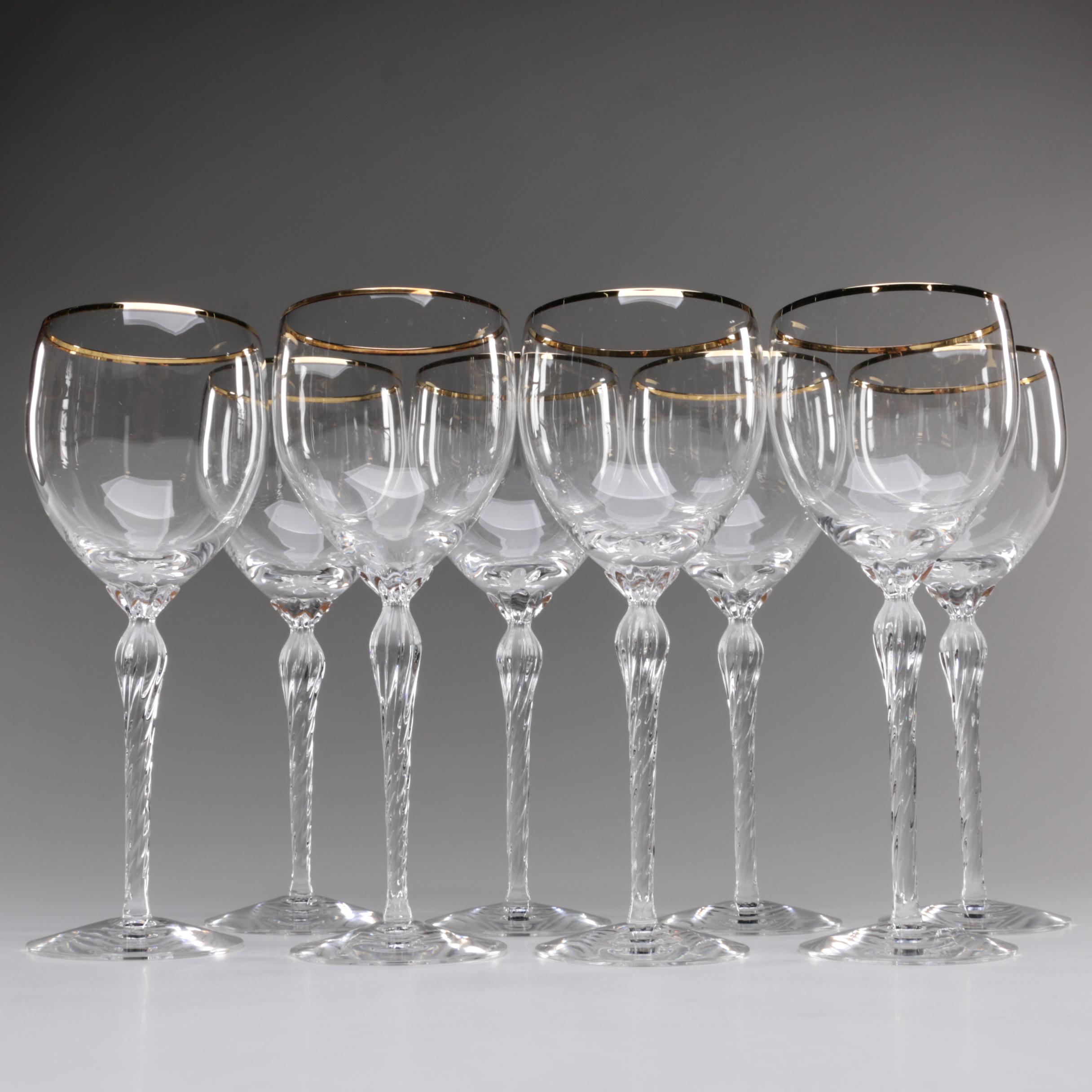 Lenox Gold Rim "Monroe" Crystal Wine Glasses, Late 20th/Early 21st Century
