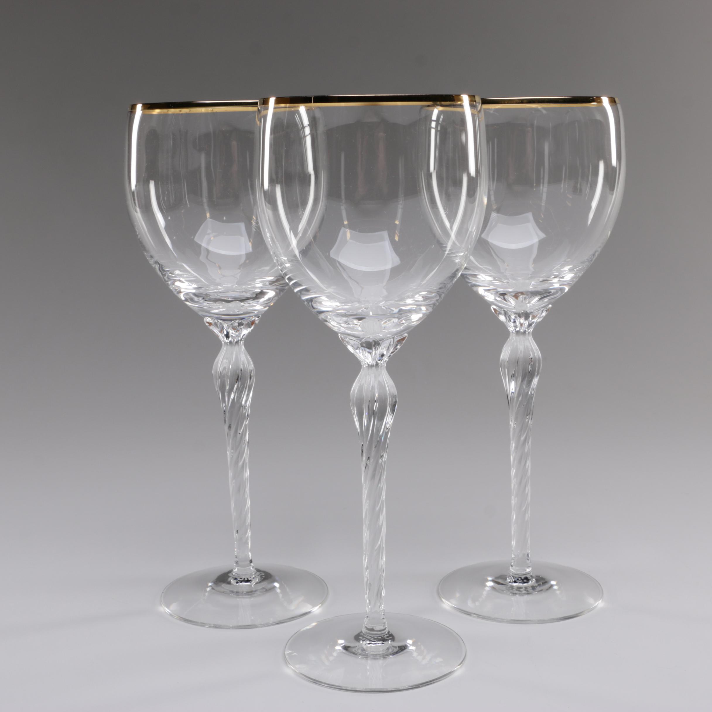 Lenox Gold Rim "Monroe" Crystal Wine Glasses, Late 20th/Early 21st Century
