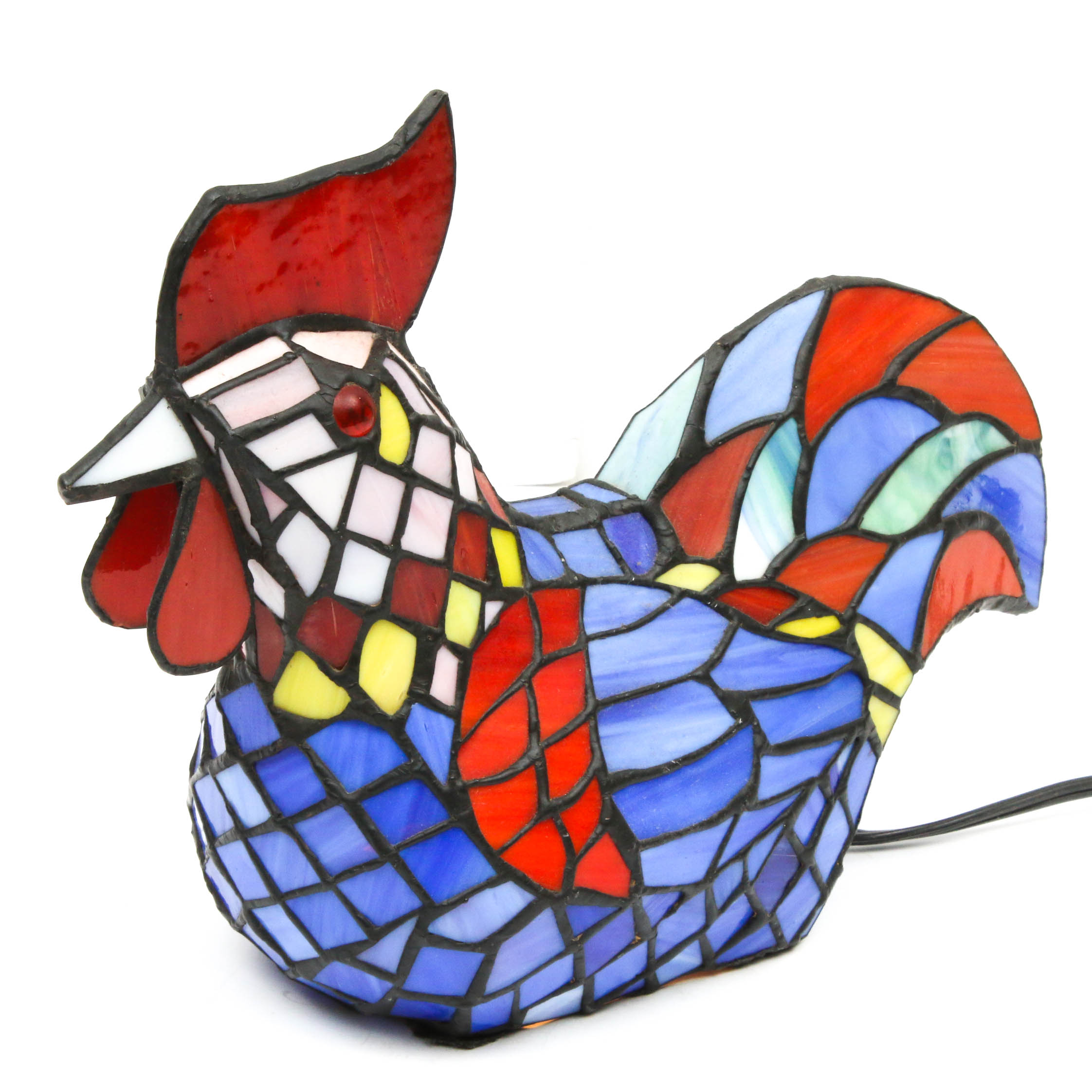 Contemporary Stained Glass Rooster Lamp