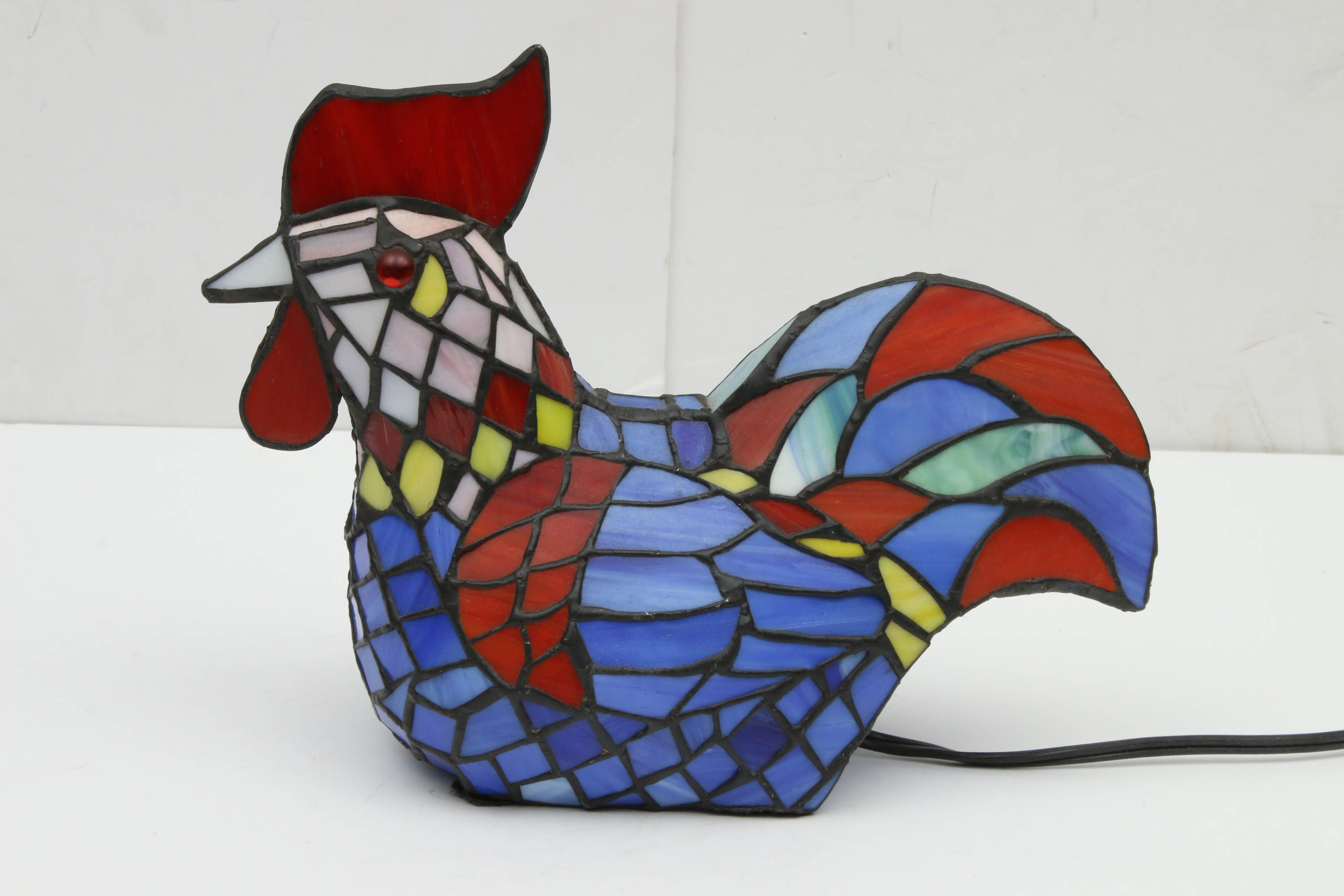 Contemporary Stained Glass Rooster Lamp