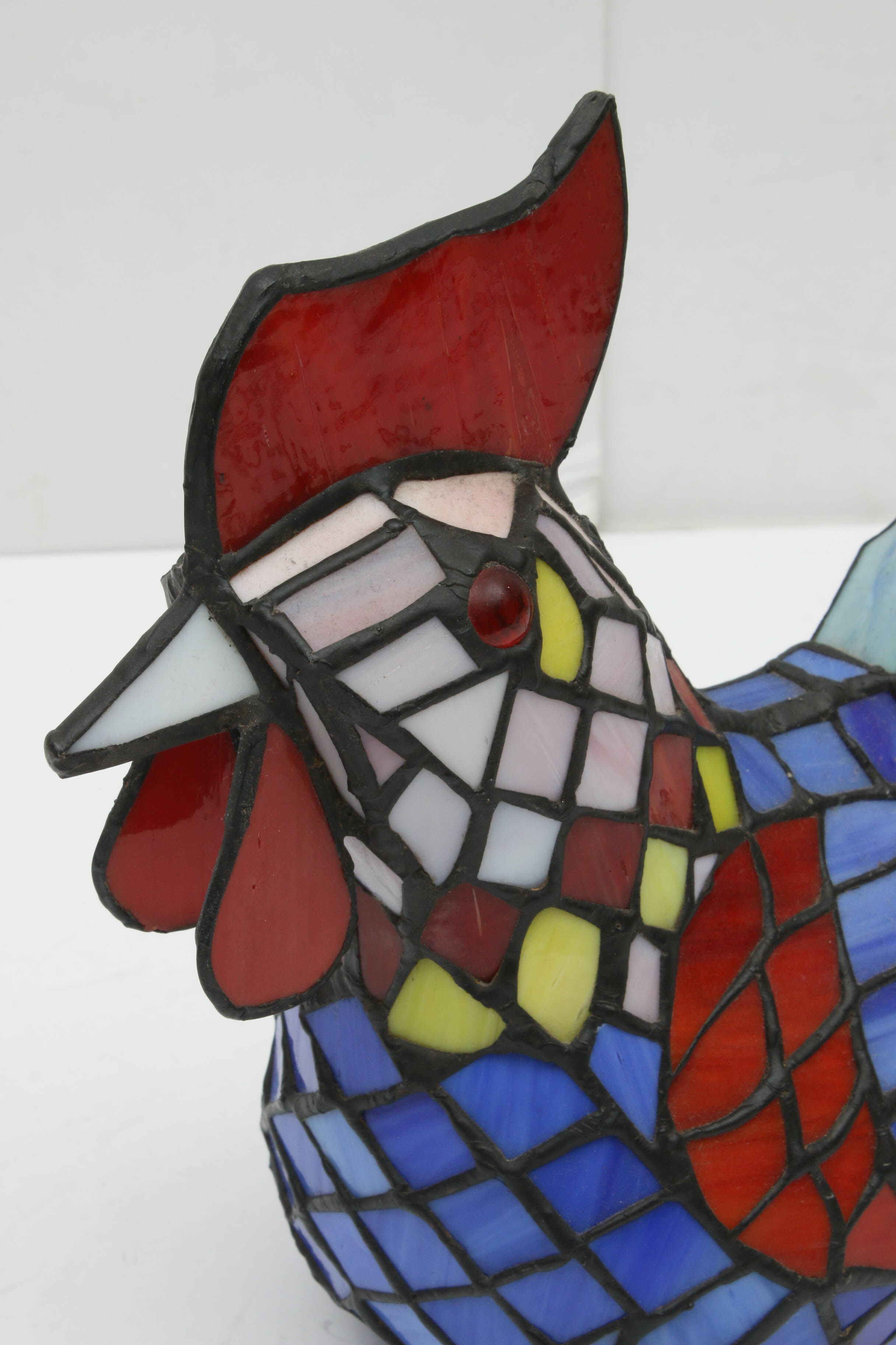 Contemporary Stained Glass Rooster Lamp