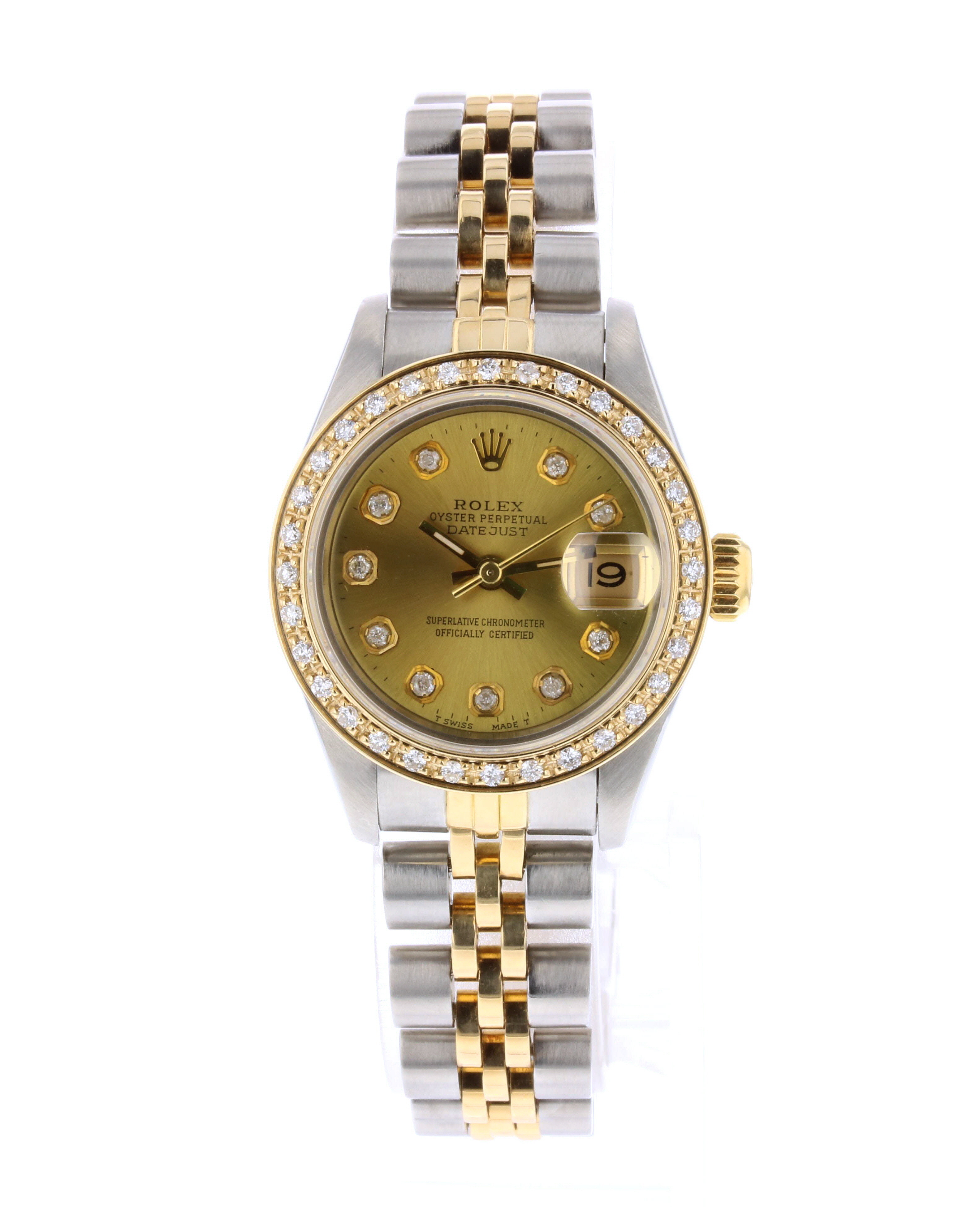 Vintage Rolex 18K Yellow Gold and Diamond Stainless Steel Watch