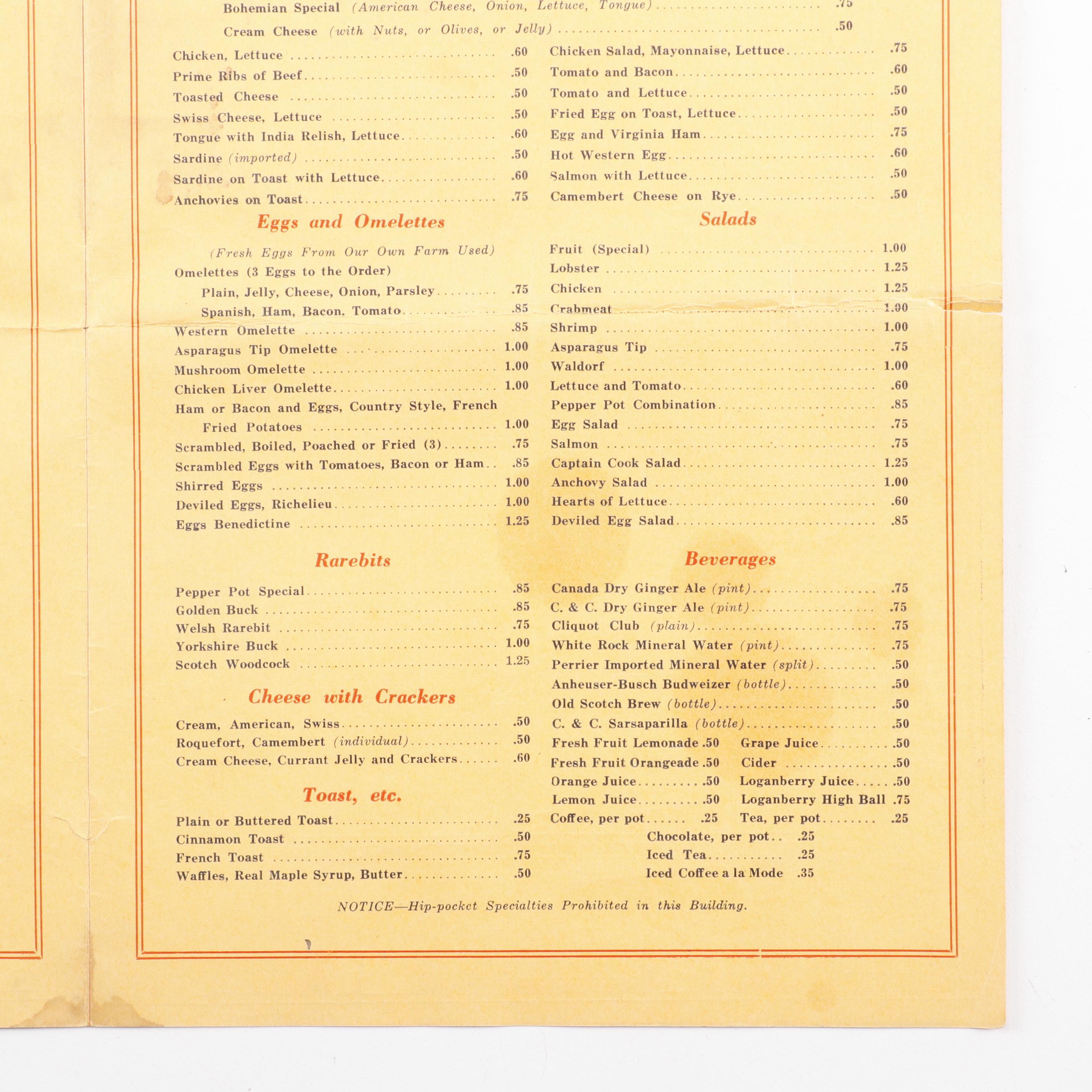 "The Pepper Pot" Art Deco Menu