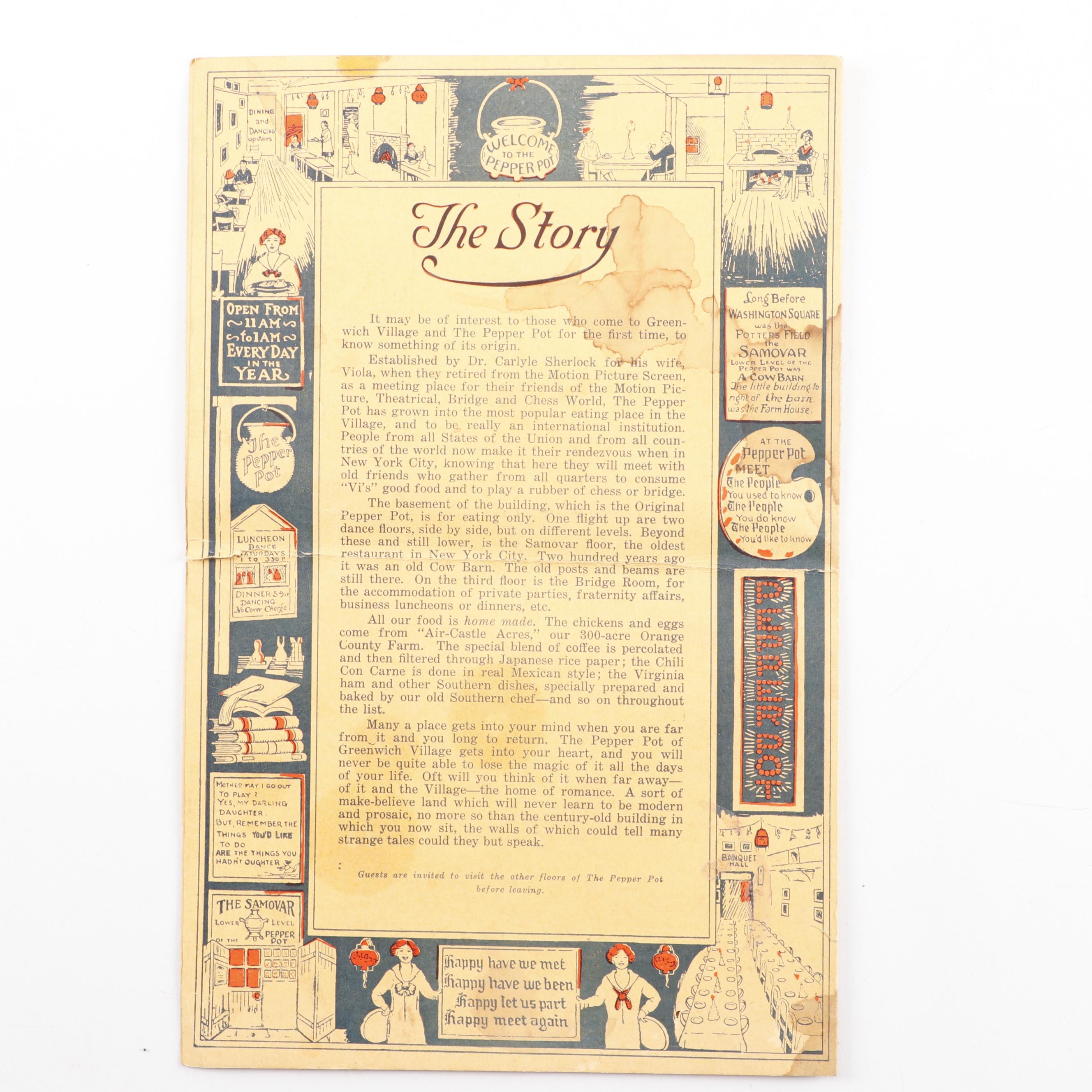 "The Pepper Pot" Art Deco Menu