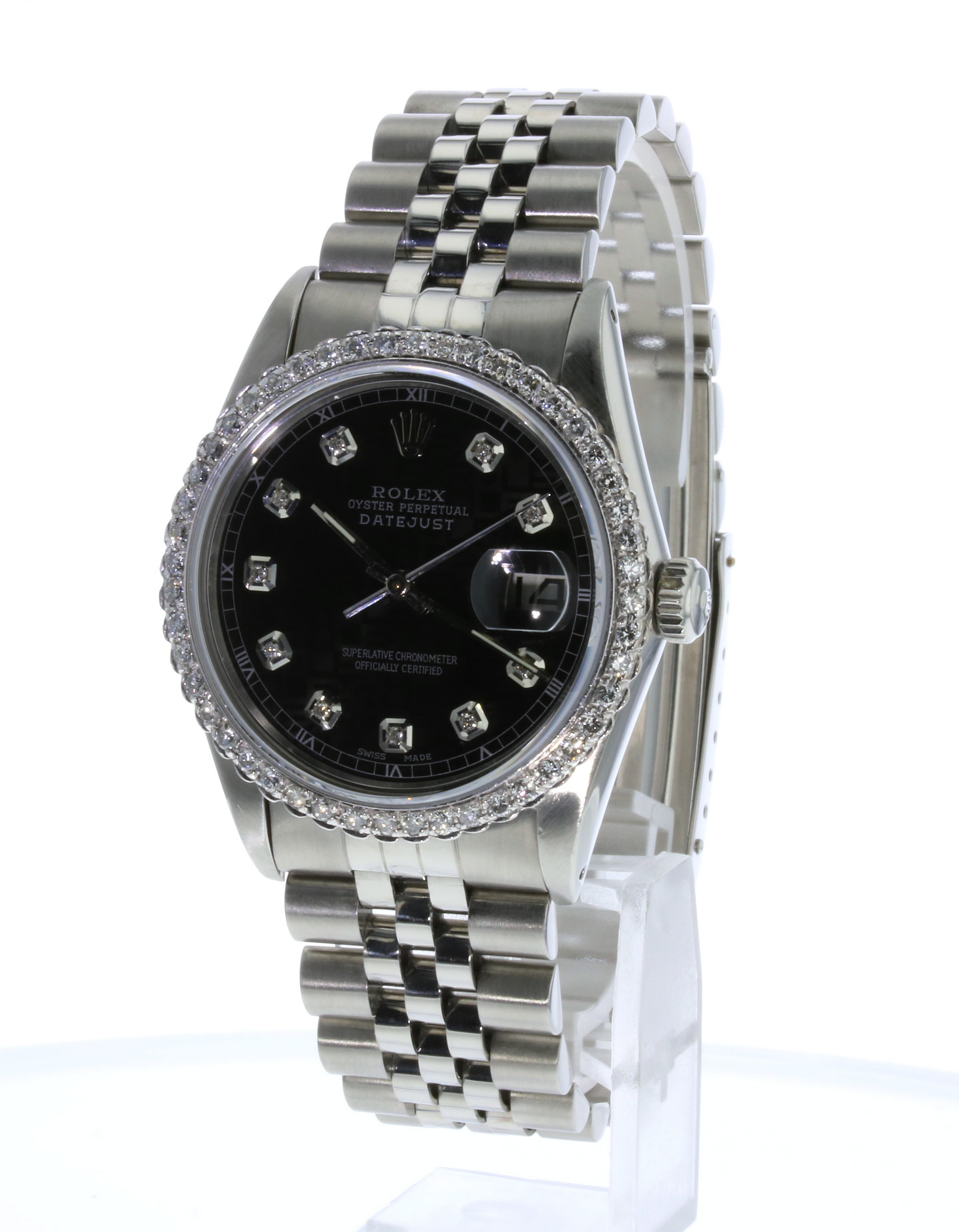 Vintage Rolex Oyster Perpetual 14K White Gold Diamond Stainless Steel Watch