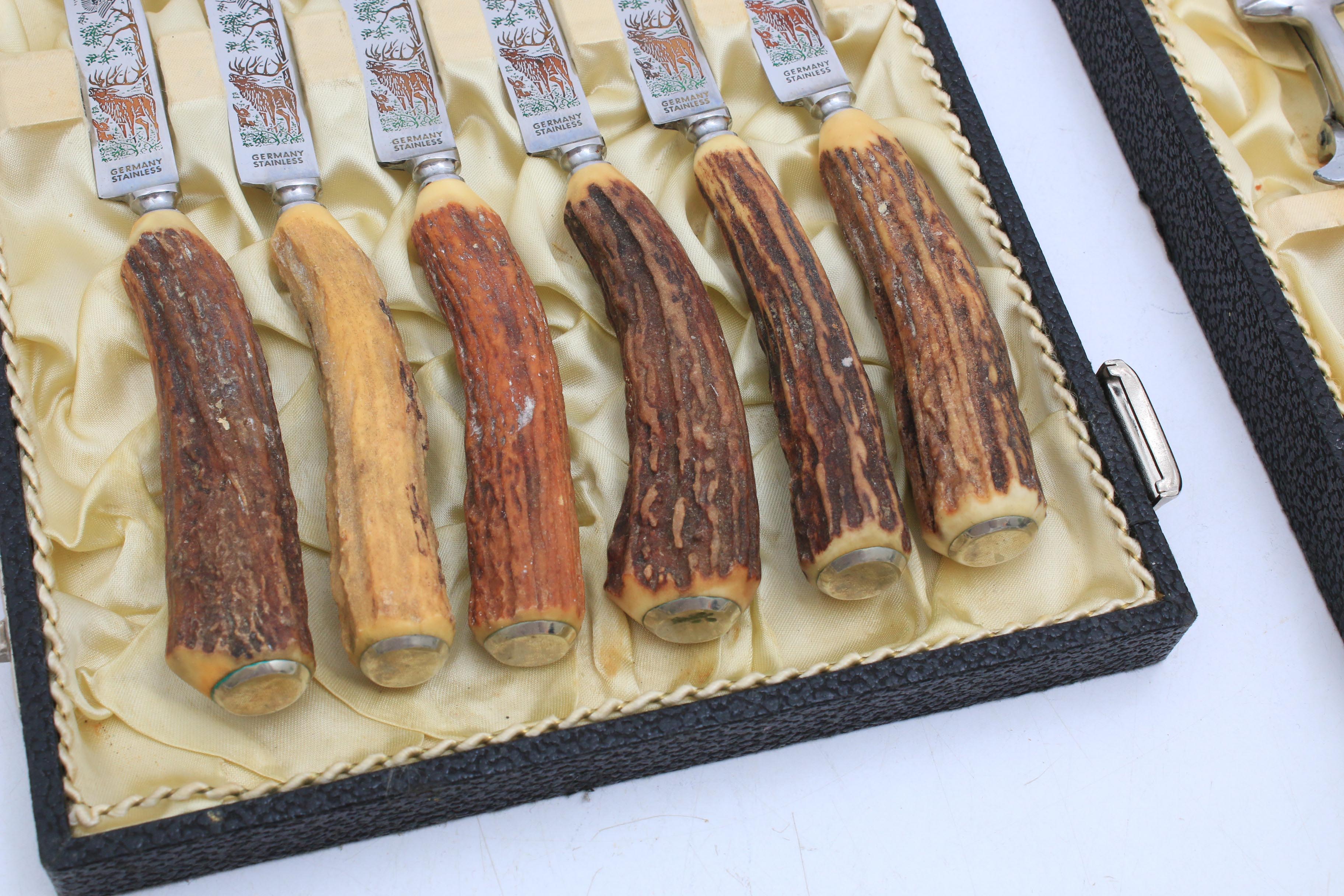 Anton Wingen Solingen Germany Rostfrei Steak Knives and Carving Set