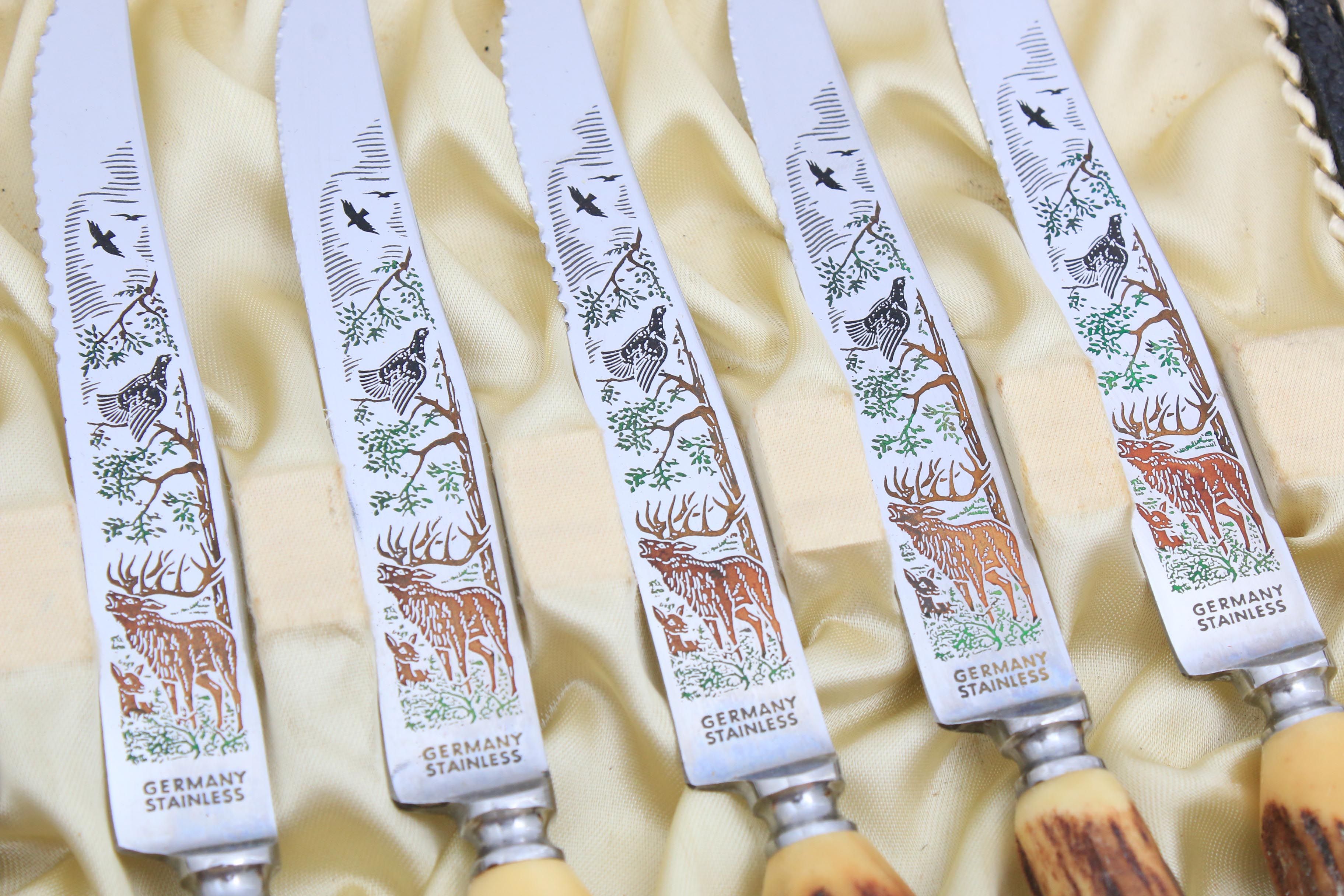 Anton Wingen Solingen Germany Rostfrei Steak Knives and Carving Set