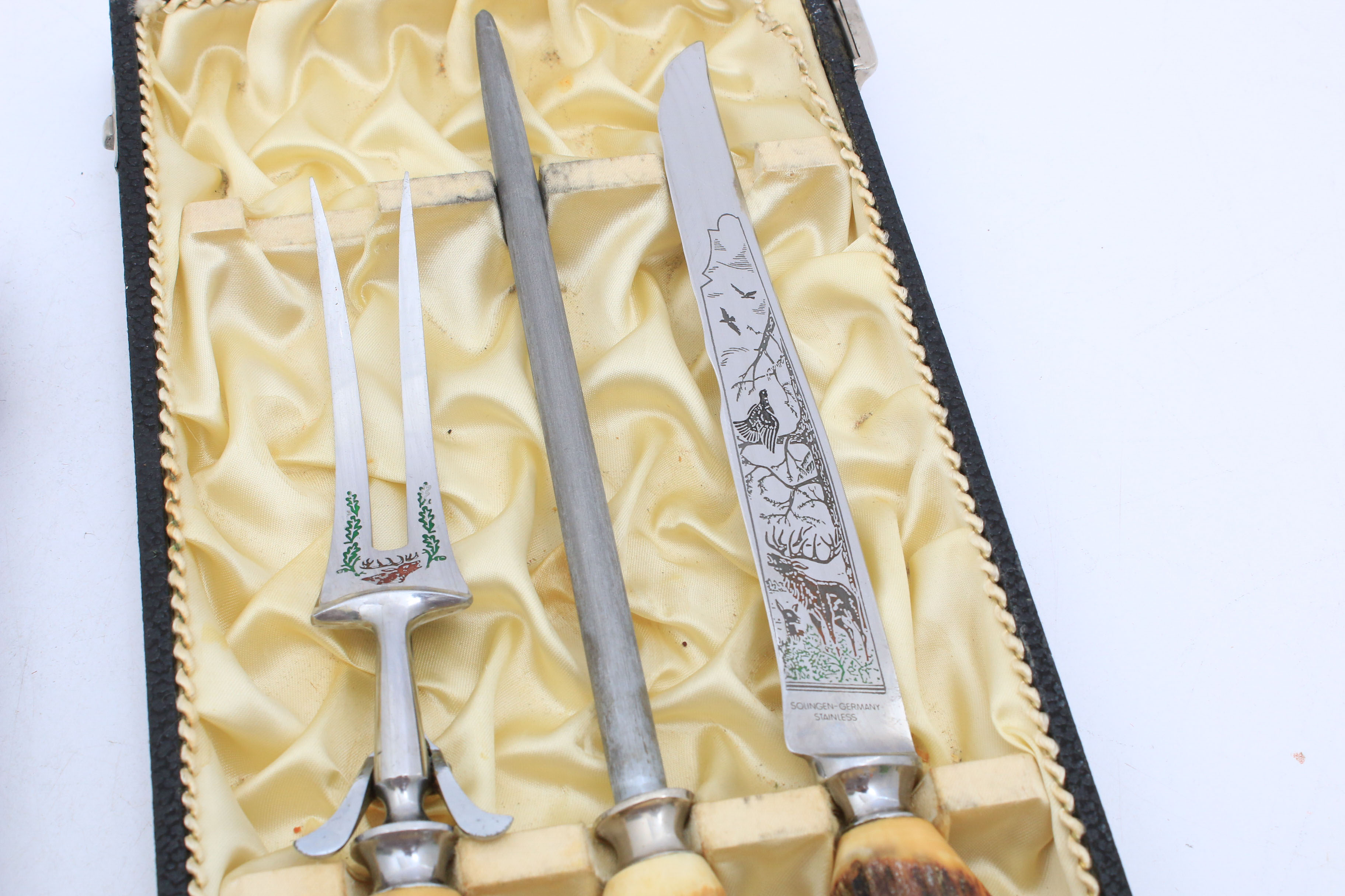 Anton Wingen Solingen Germany Rostfrei Steak Knives and Carving Set