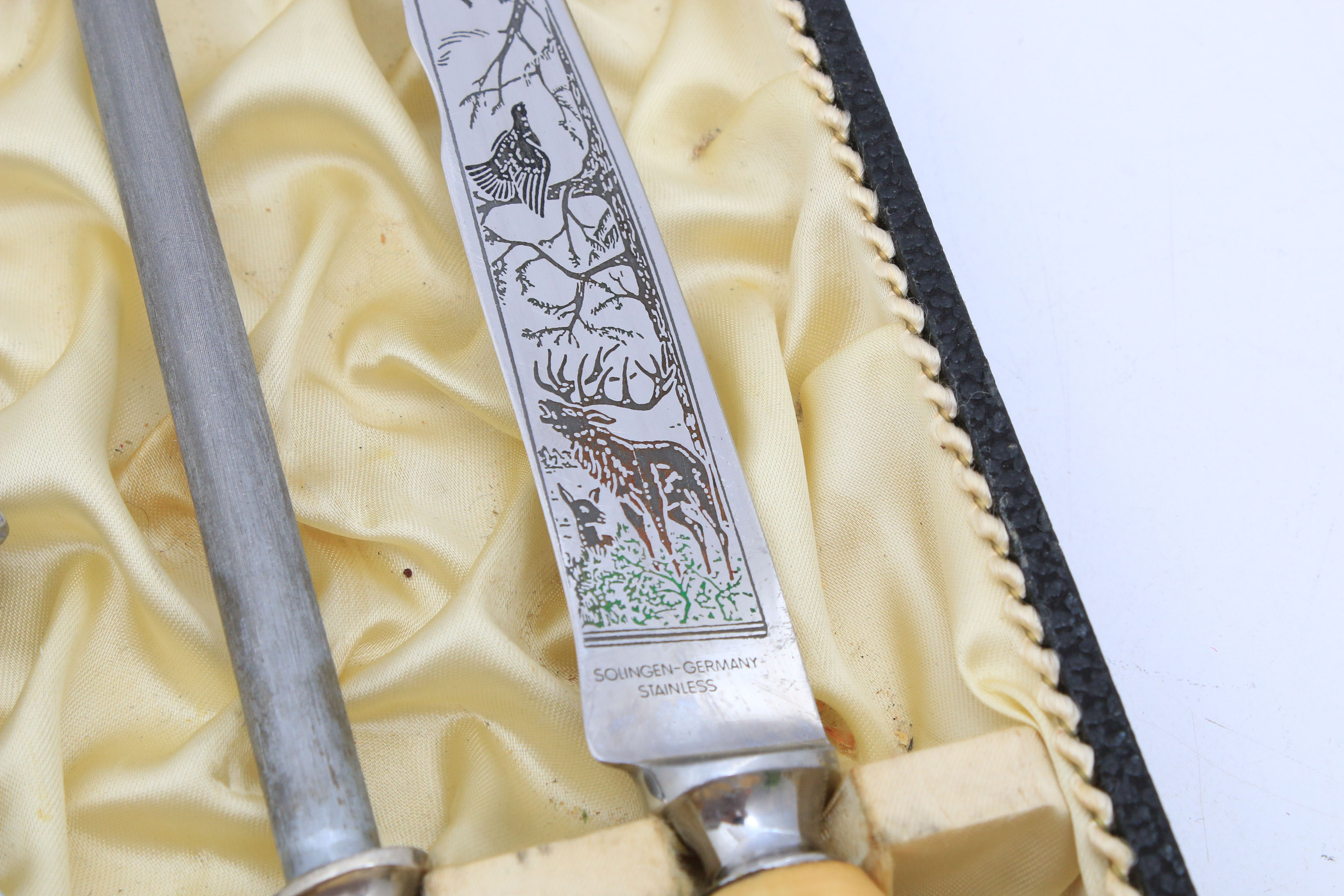 Anton Wingen Solingen Germany Rostfrei Steak Knives and Carving Set