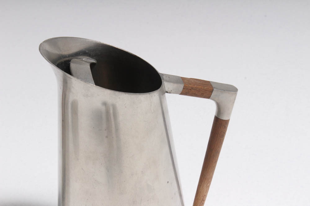 Royal Holland Pewter Coffee and Tea Service with Teak Accents