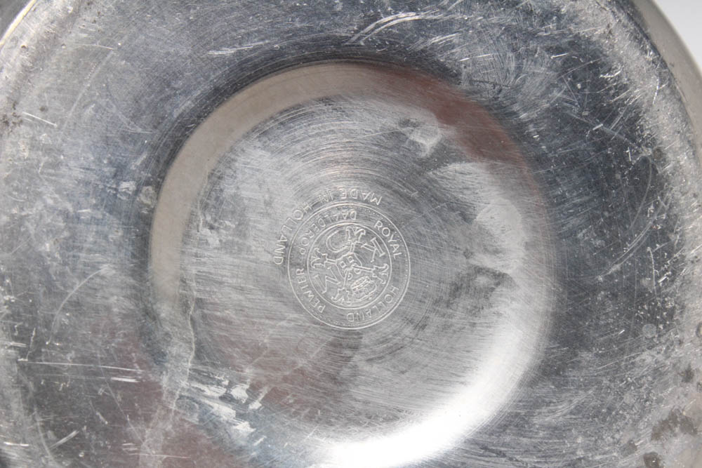 Royal Holland Pewter Coffee and Tea Service with Teak Accents